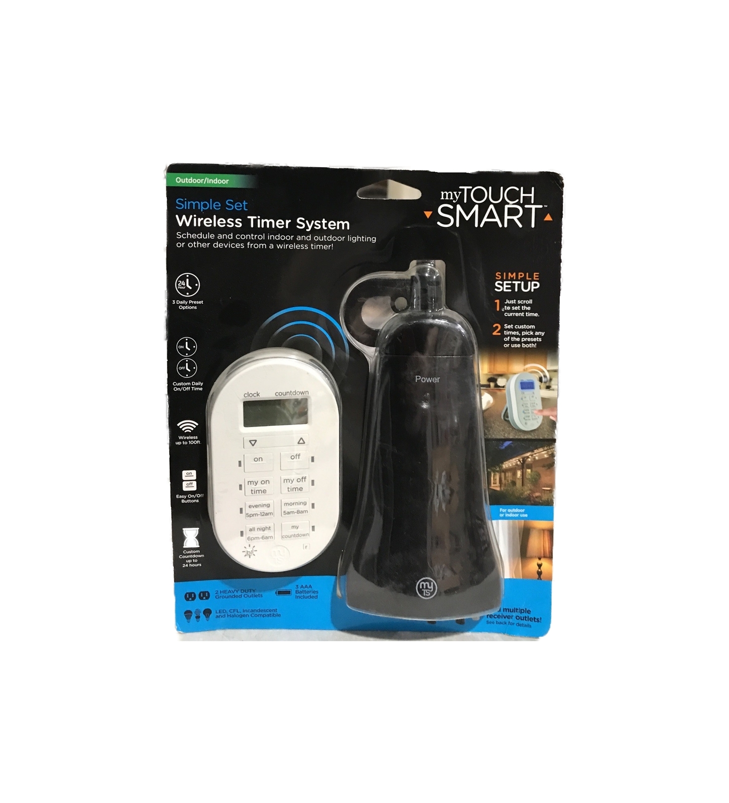 myTouchSmart Simple Set Indoor/Outdoor 2-Outlet Wireless Timer System