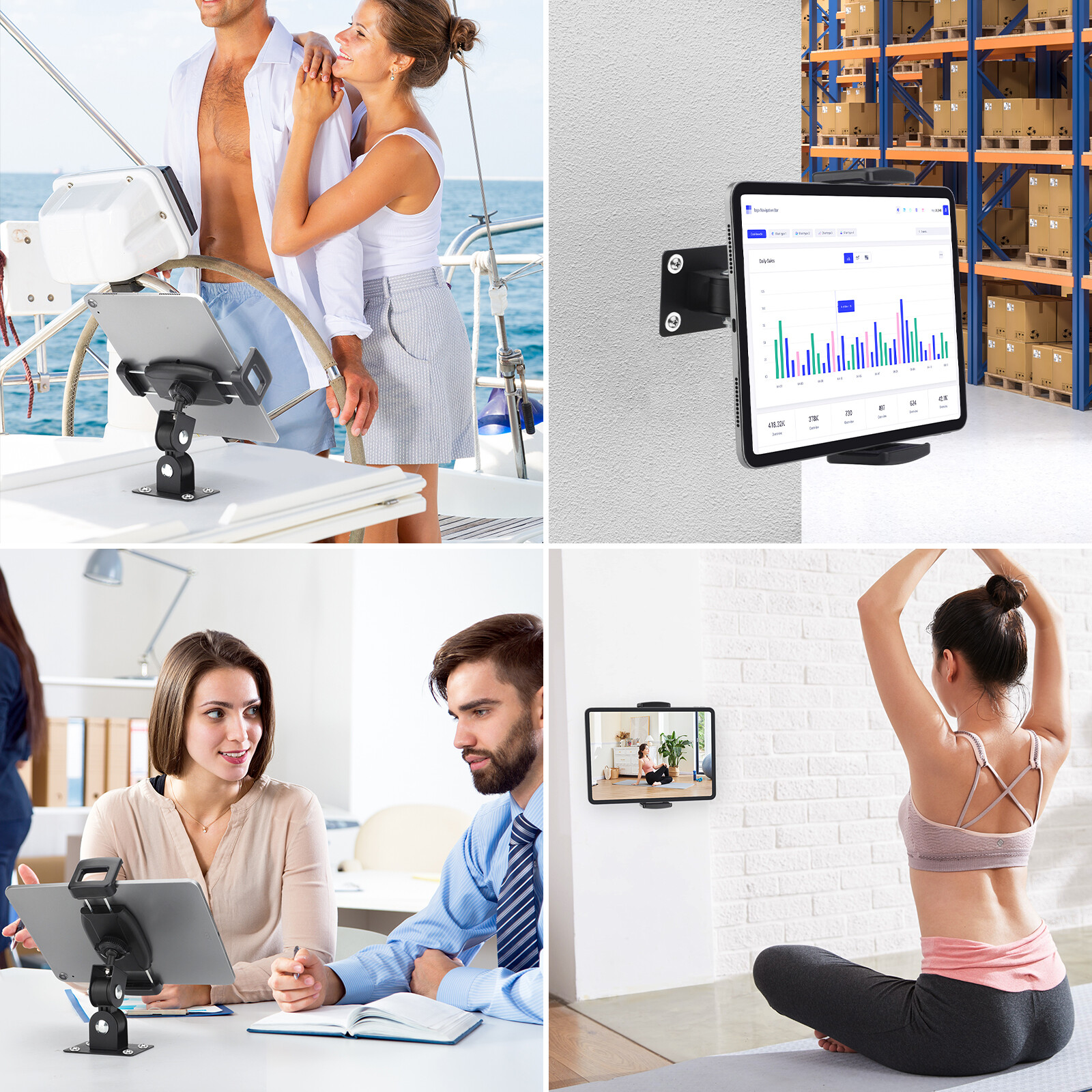 iPad Wall Mount 360° Rotating Tablet Wall Holder for 4.7-12.9" iPhone Tablet