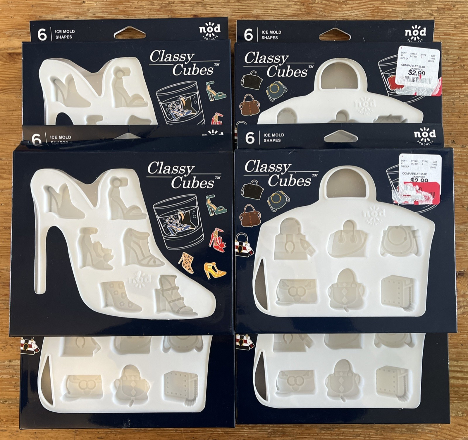 Classy Cubes Handbags and Shoes Ice Cube Trays Lot of 6 New Fun Fashion Shapes