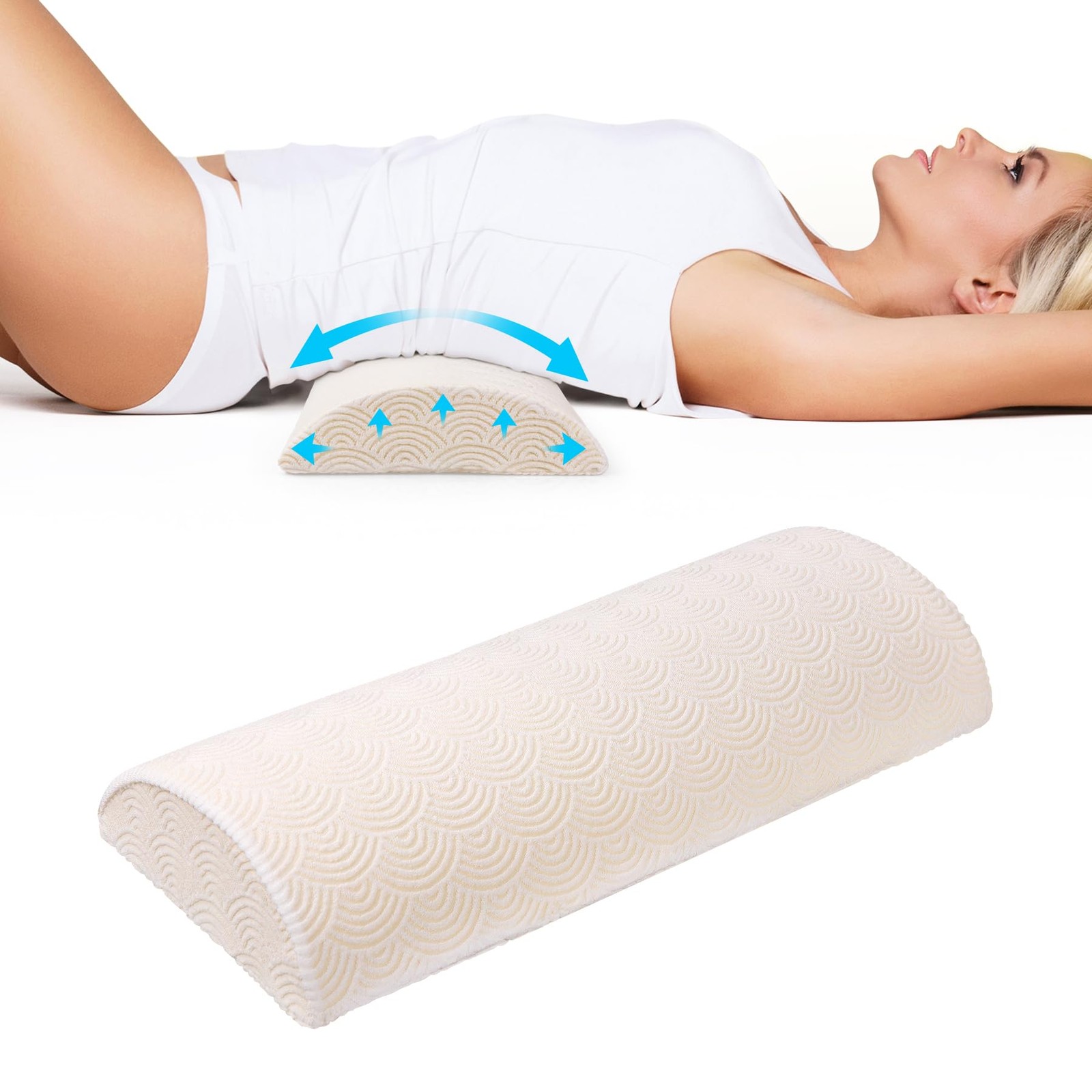 Cozyhealth - 2.95" H*18.7" L - Soft Small Lumbar Pillow for Small, White