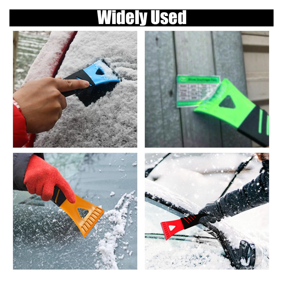 12 Pieces Ice Scraper Set | Non-Scratch Plastic | Ergonomic Handle | Winter Tool