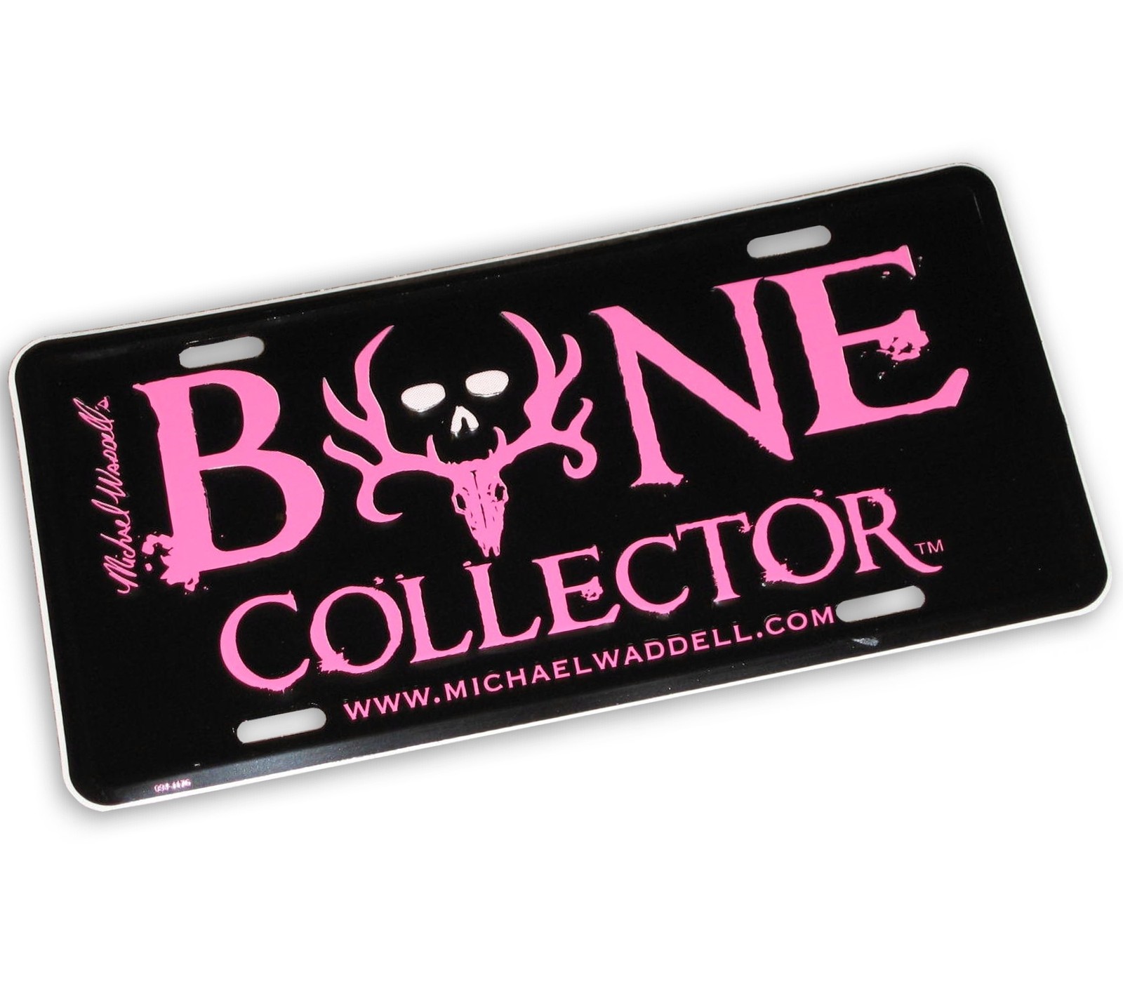 Bone Collector Metal Truck Tag / Plate - Pink - 100-BLPL