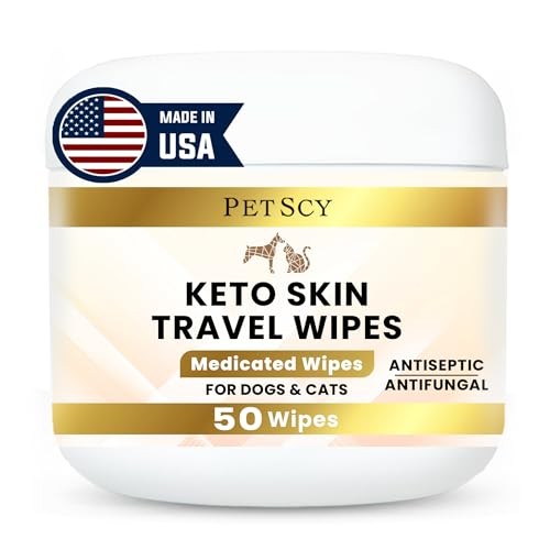 Petscy Keto Skin Antiseptic Travel Wipes for Dogs & Cats - Aloe-Infused