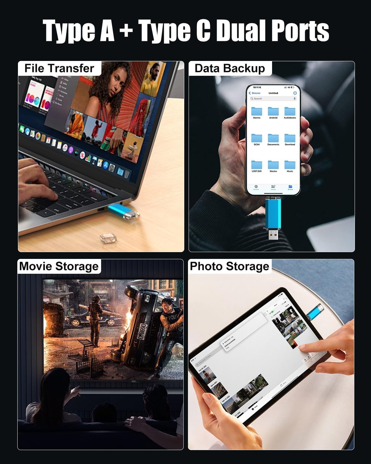 Versatile 128GB USB C Flash Drive - Streamlined Data Transfer for All Devices