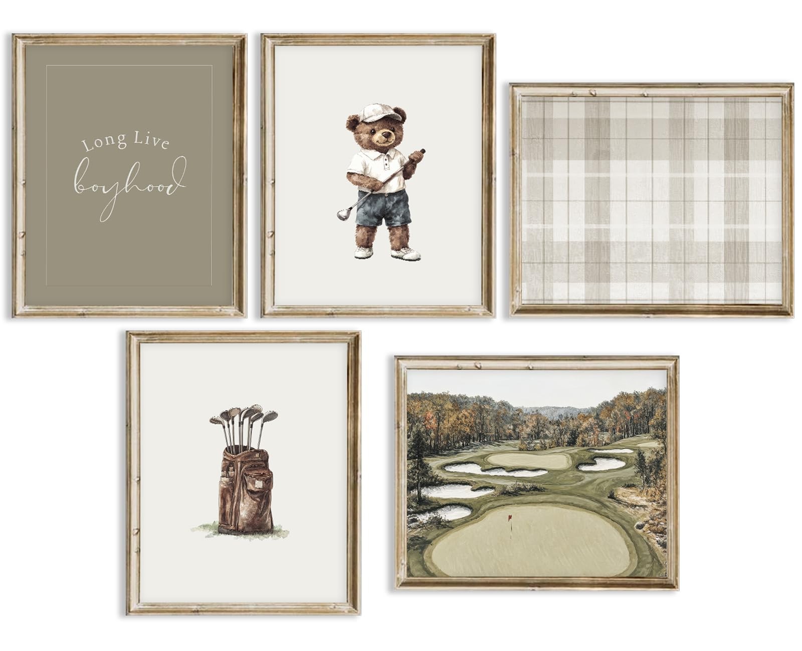 Golf Nursery Wall Art Vintage Sports Decor Baby 8x10 Inch, Sage Green