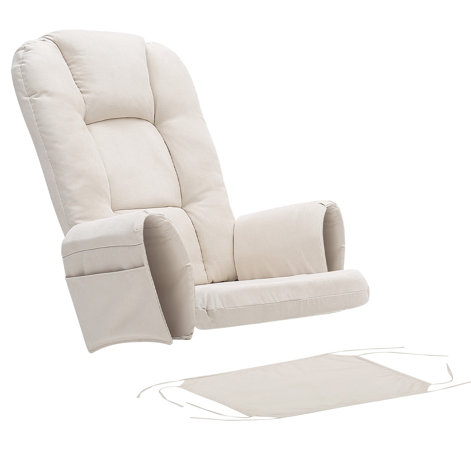 Suede Glider Rocker Replacement Cushions w/ Storage Back/Seat/Ottoman/Arms 5Pcs