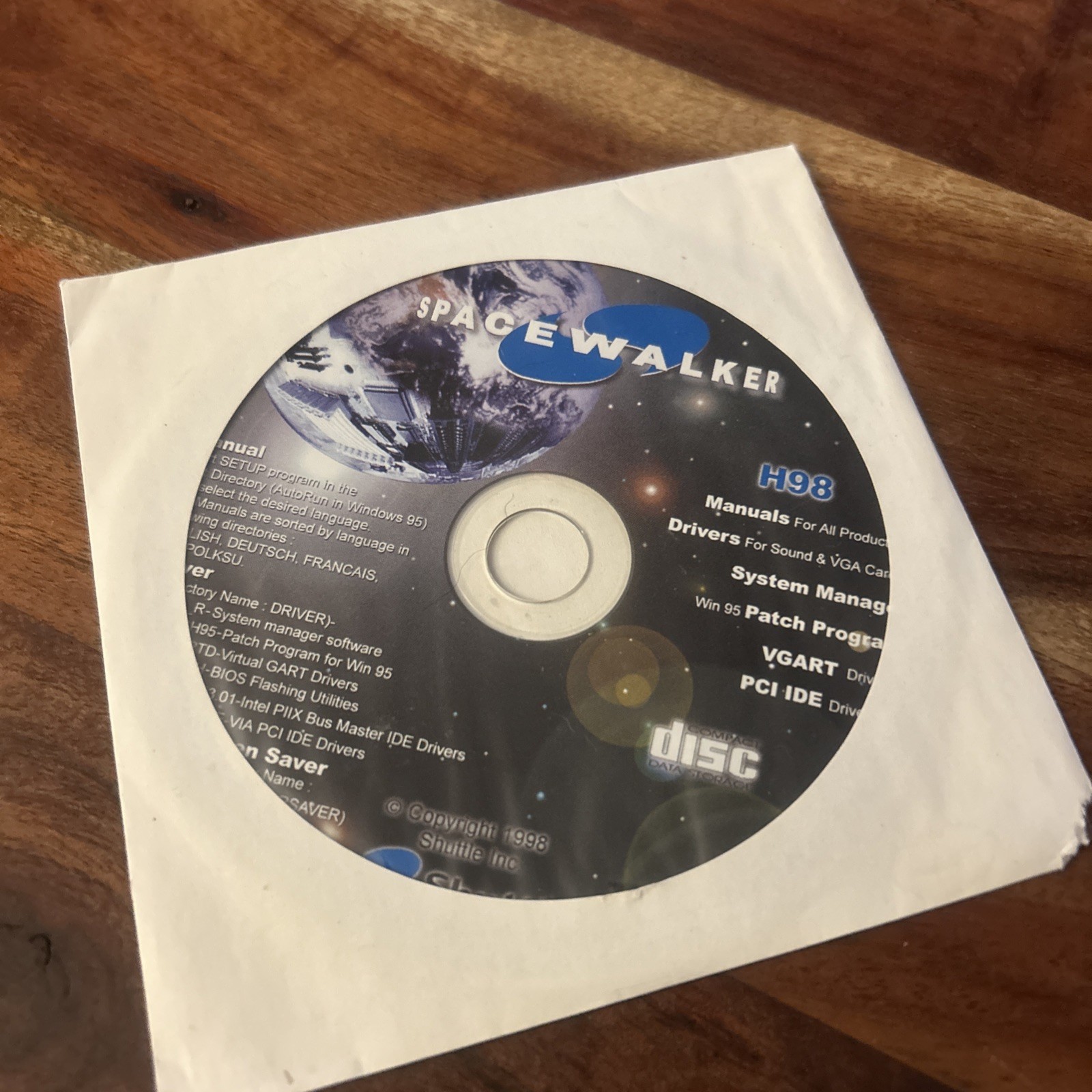 Vintage Spacewalker H98 Drivers and Manuals CD, System Manager Shuttle Inc