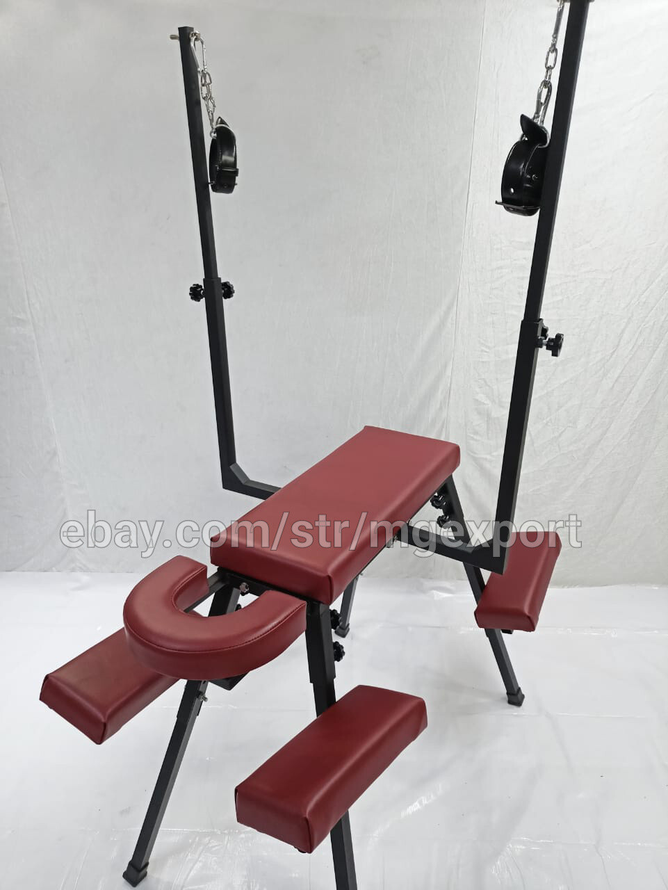 Portable Bench With Headrest Wine Color