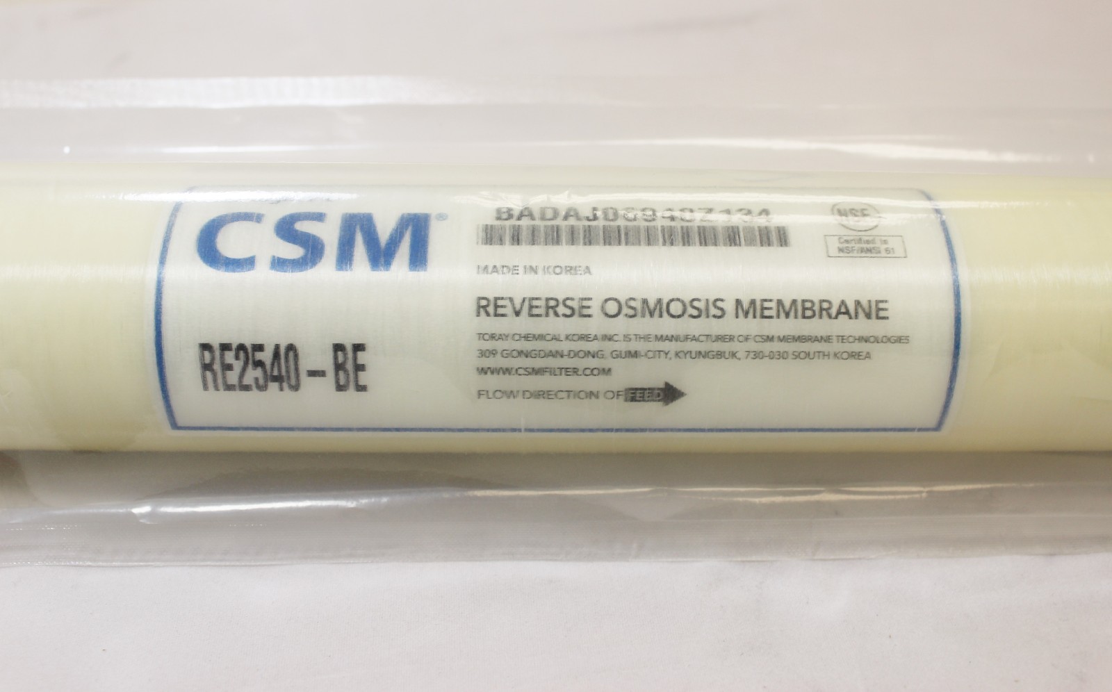 2.5" x 40" Reverse Osmosis Membrane CSM High Pressure 230 psi RE2540-BE 800 GPD