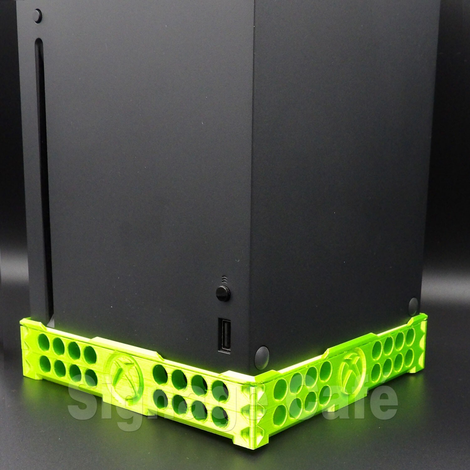 Xbox Series X Vertical Stand – 3D Printed Green Silk, Ventilated Design