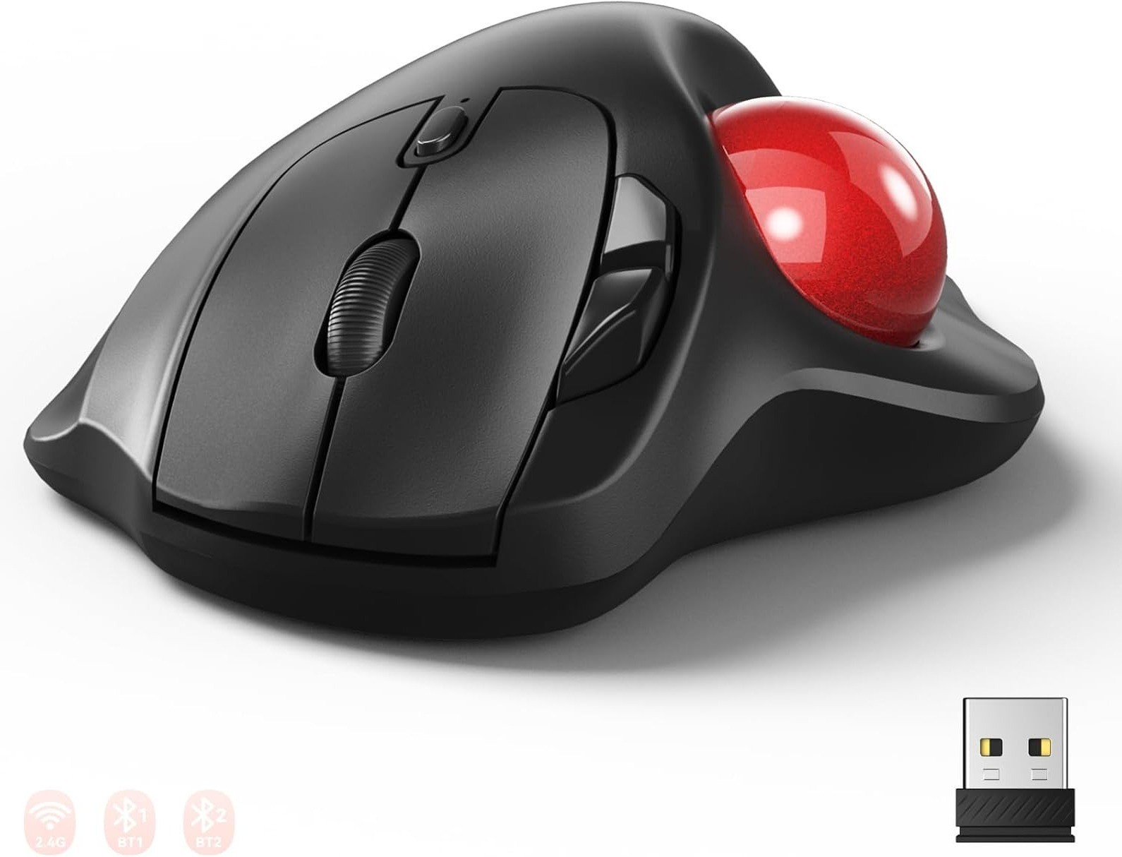 Wireless Ergonomic Trackball Mouse Bluetooth 2.4G Thumb Control Multi Device PC