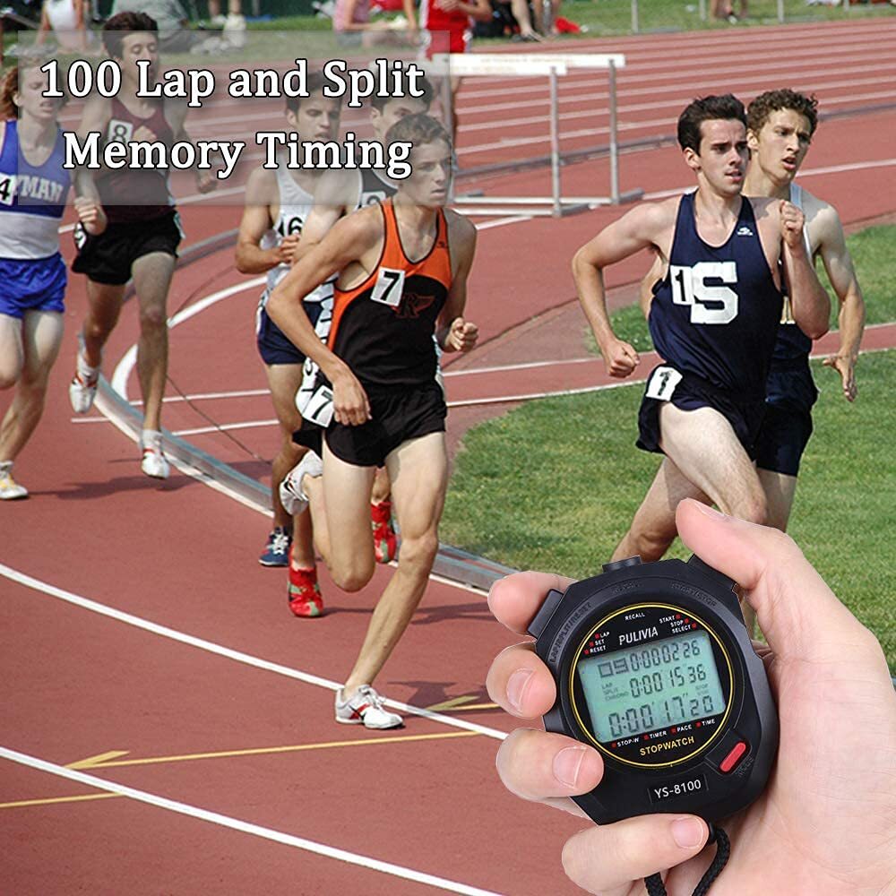 Sports Stopwatch Timer 100 Lap Split Memory Digital Stopwatch Countdown Timer...