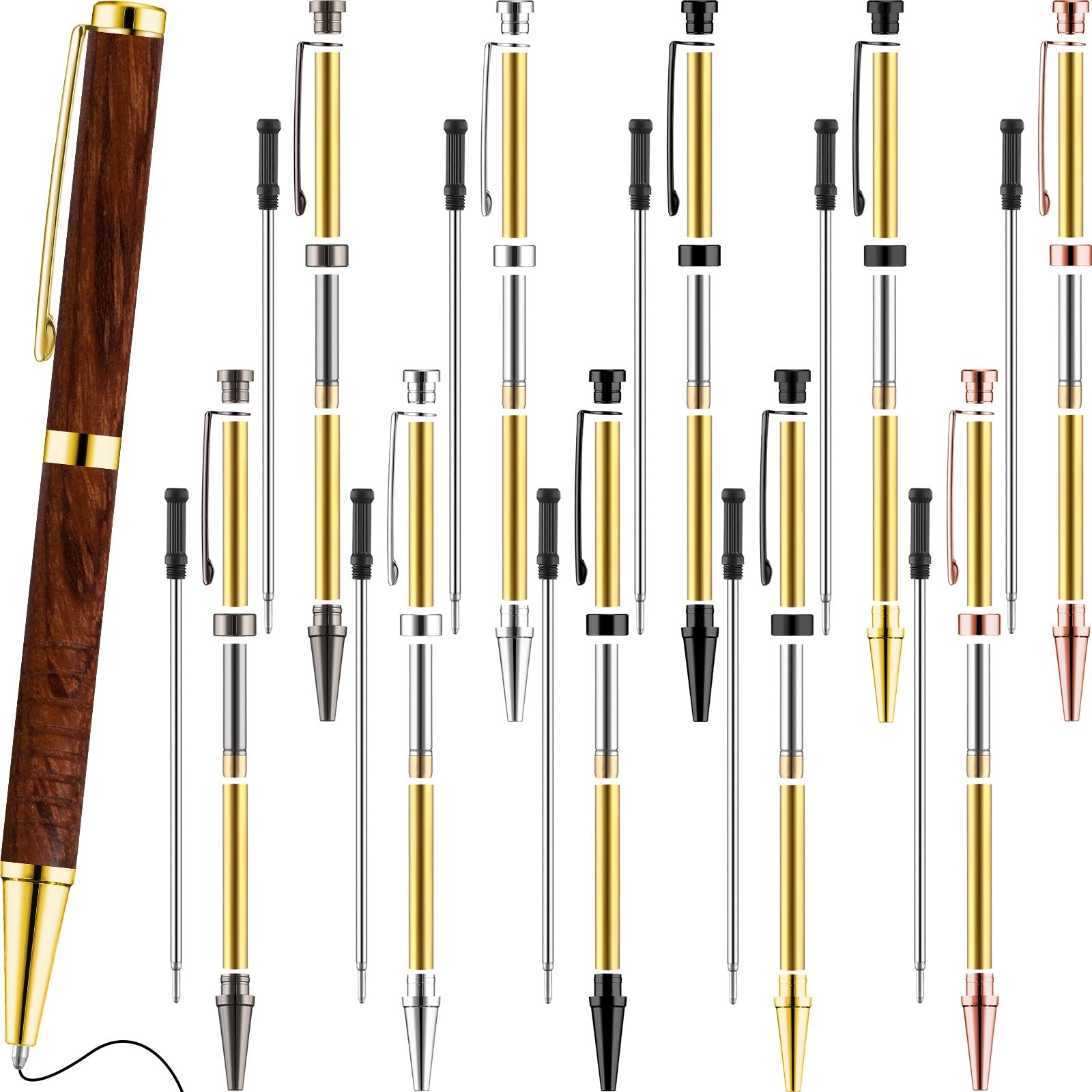 10 PCS 7mm Slimline Pen Twist Kit With Refills Wood Turning Lathe Supplies