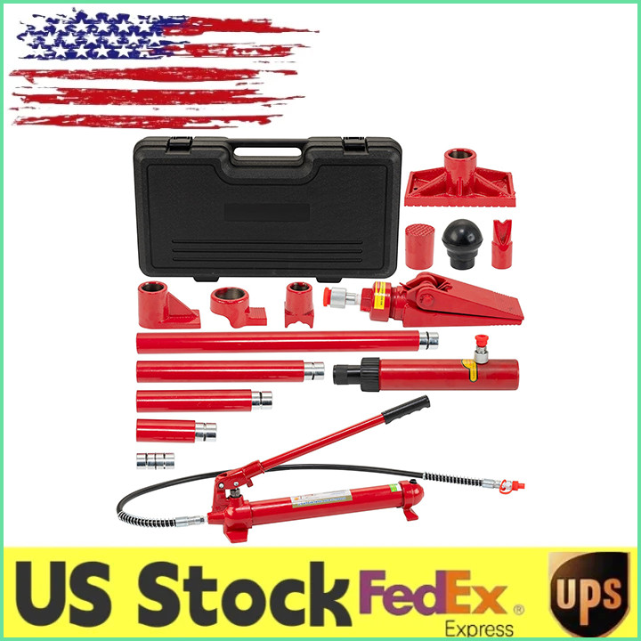12Ton Porta Power Hydraulic Jack Kit with 4.6 ft/1.4 m Oil Hose Storage Case,NEW
