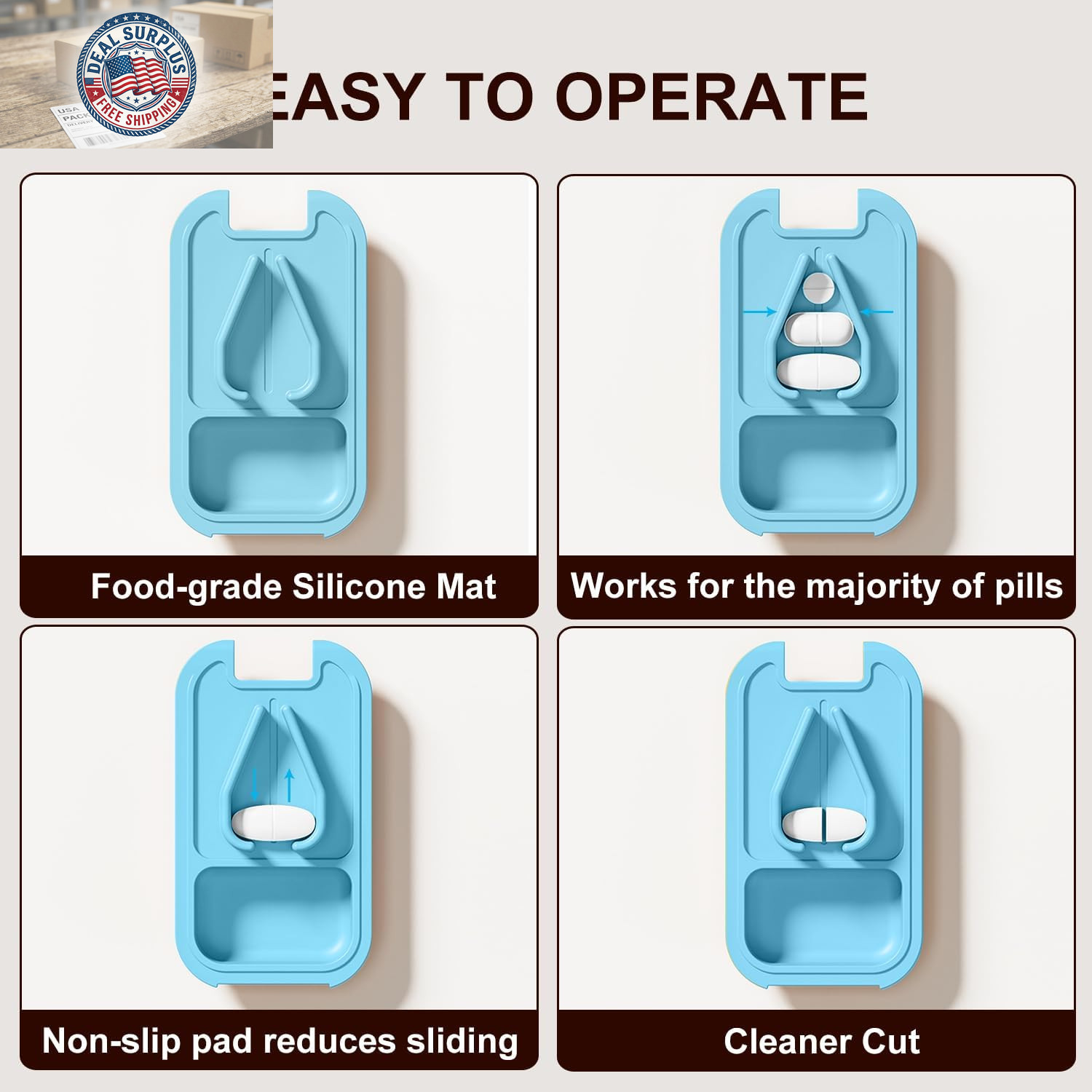 Pill Cutter & Organizer - 3-25Mm Adjustable Blades | Splinter-Free Cutting | Det