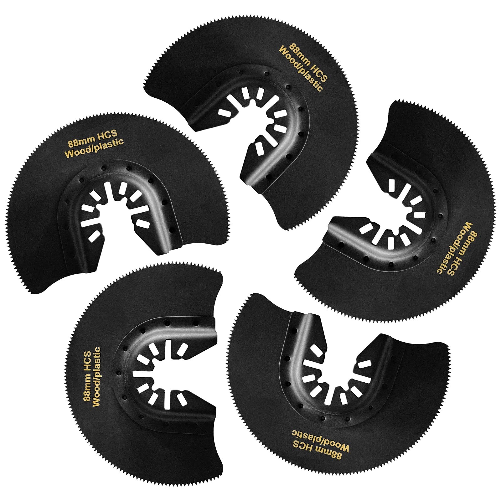 5-Piece High Carbon Steel Oscillating Saw Blade Set - 88mm Blades 5pcs, Black