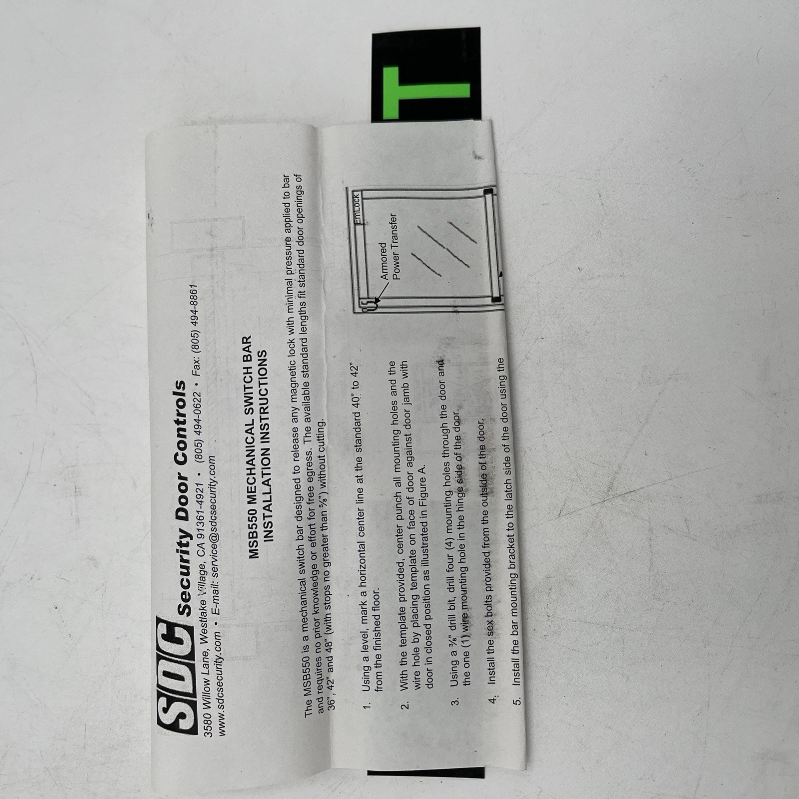 NEW!! SDC Request-to-Exit Non-Latching Switch Bar for 48" Doors - MSB5502V48