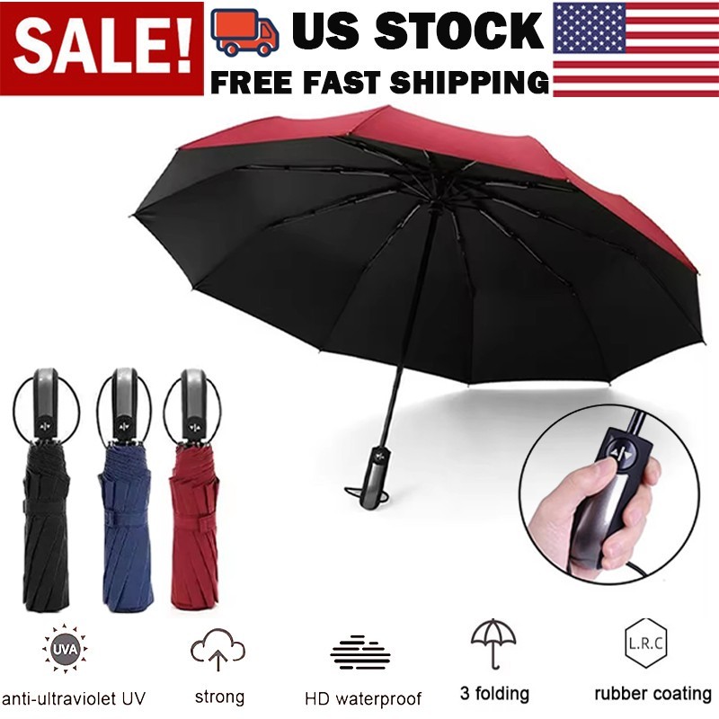 Automatic Umbrella Anti-UV Sun/Rain Windproof 3 Folding Compact Umbrella