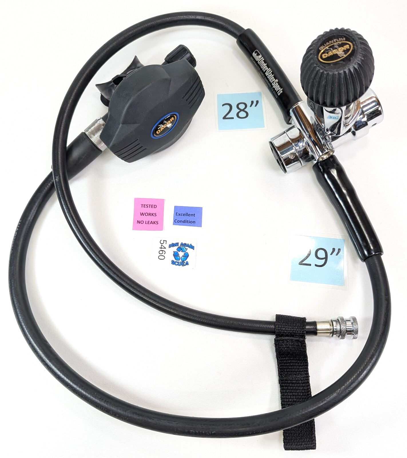 Dacor Quantum Yoke 1st & 2nd Stage Regulator Set Scuba Dive + Inflator Hose