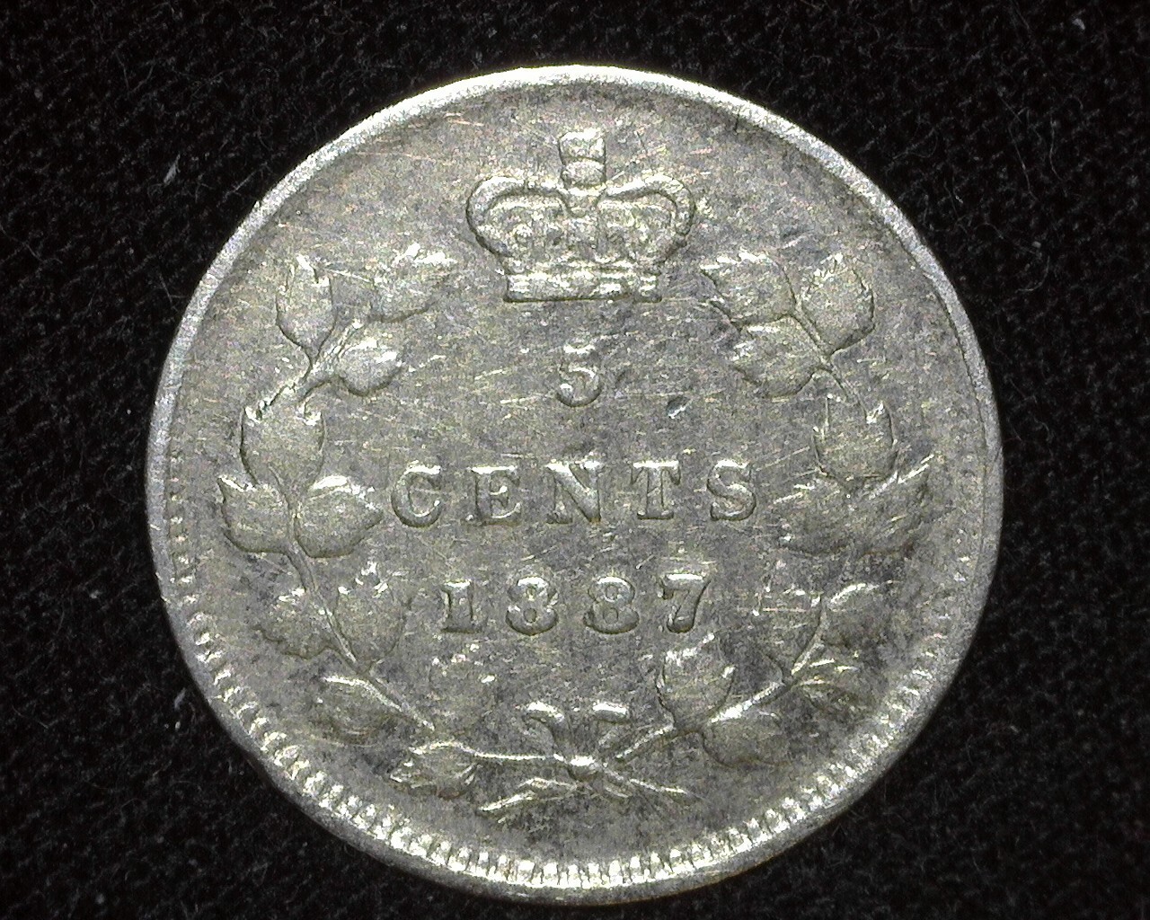 CANADA 1887/7 OVER DATE 5 CENTS SILVER KM2 VERY FINE ~A13