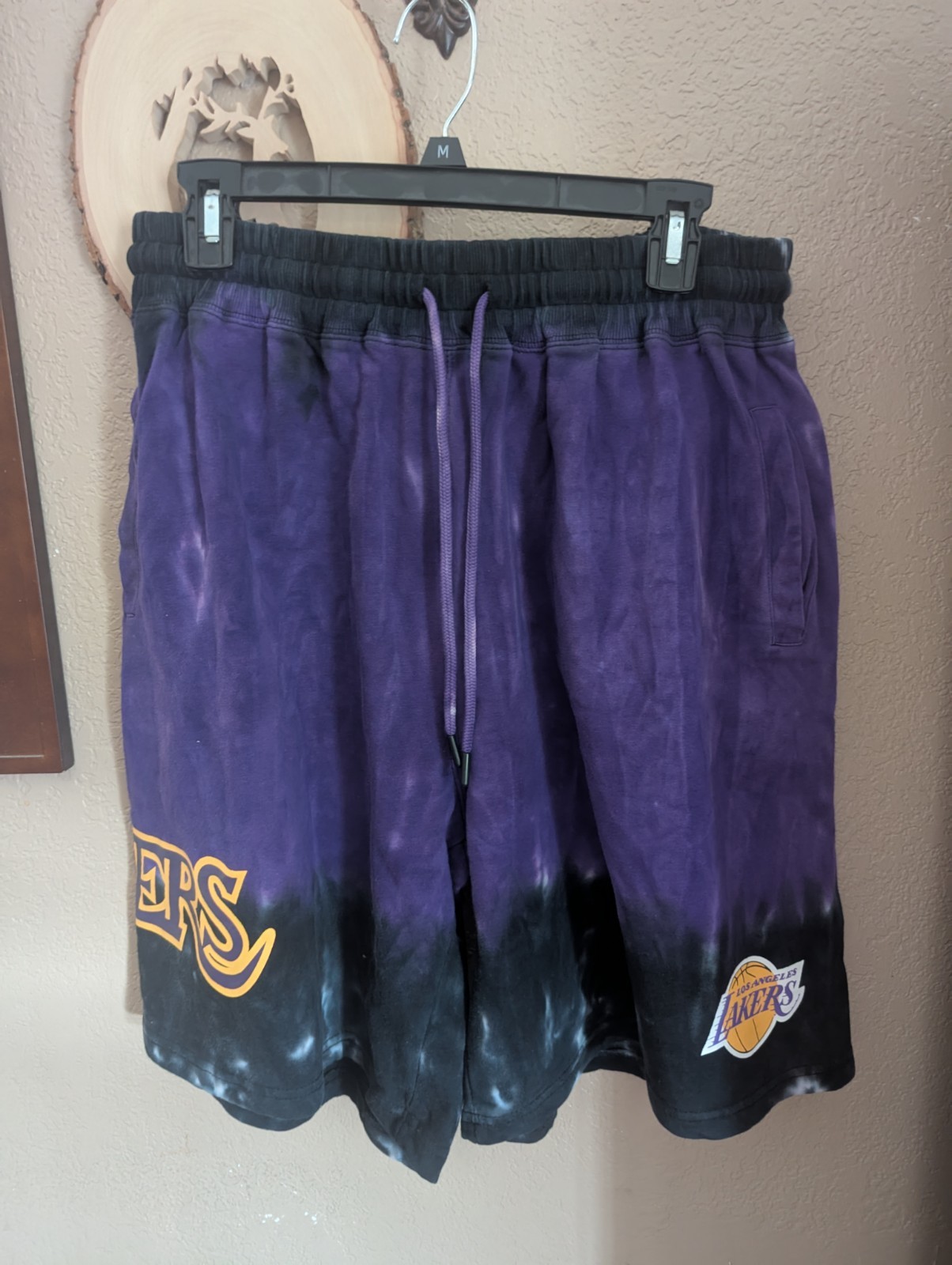 Men's NBA Los Angeles Lakers Hardwood Classics Terry Tie-dye Shorts  size LARGE