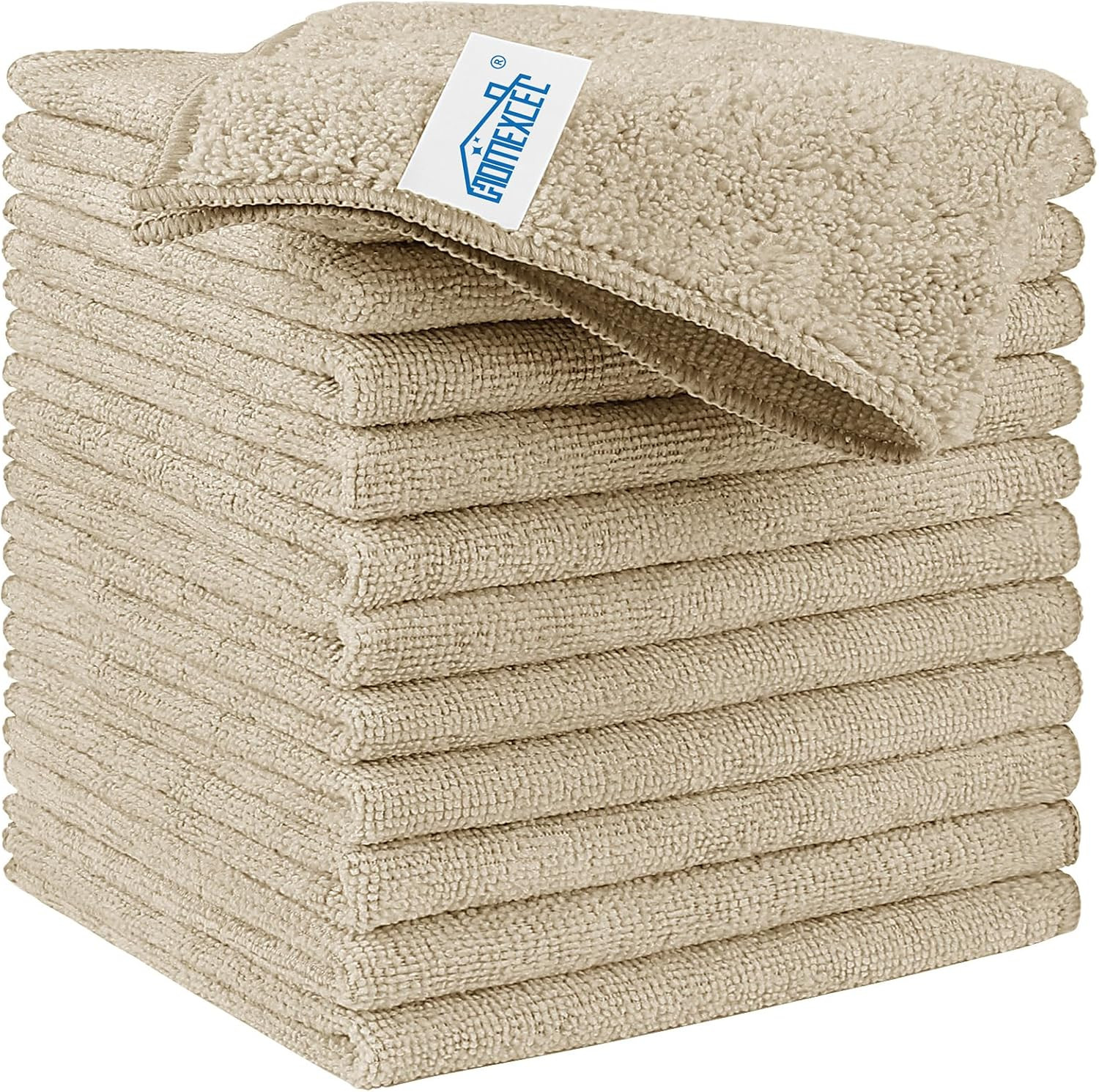 Brown Microfiber Cleaning Cloth, 12 Pack Premium Microfiber Towels for Cars, Lin