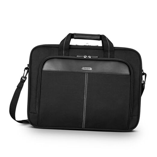 Classic Slim Laptop Bag - Ergonomic Briefcase and Messenger Bag  16 inch Black