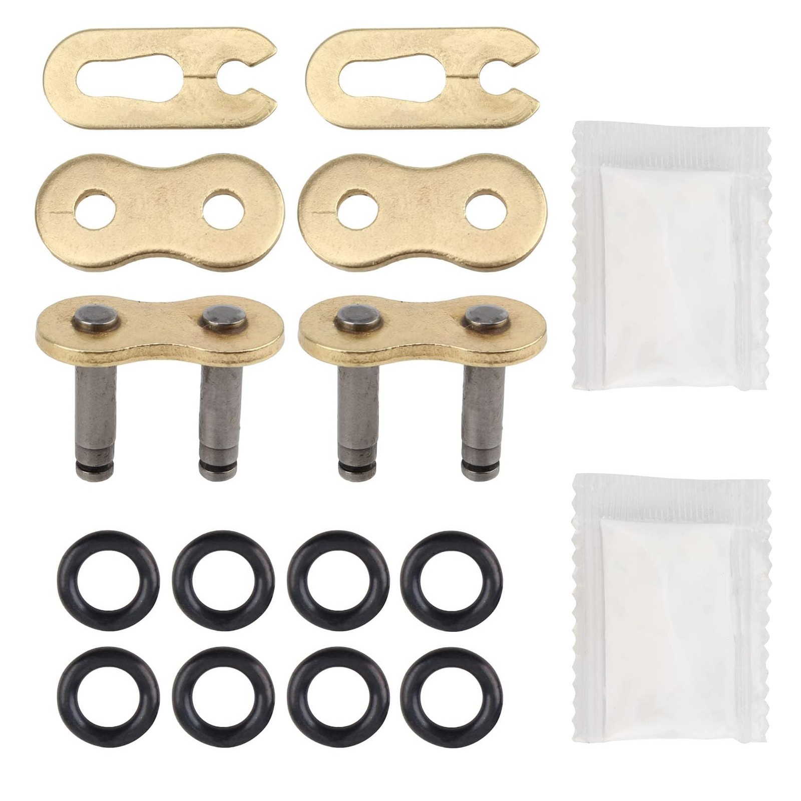 CQSPMOTO #520 Chain Master Link 2 Pack, Gold 520 O-Ring 2 Pack
