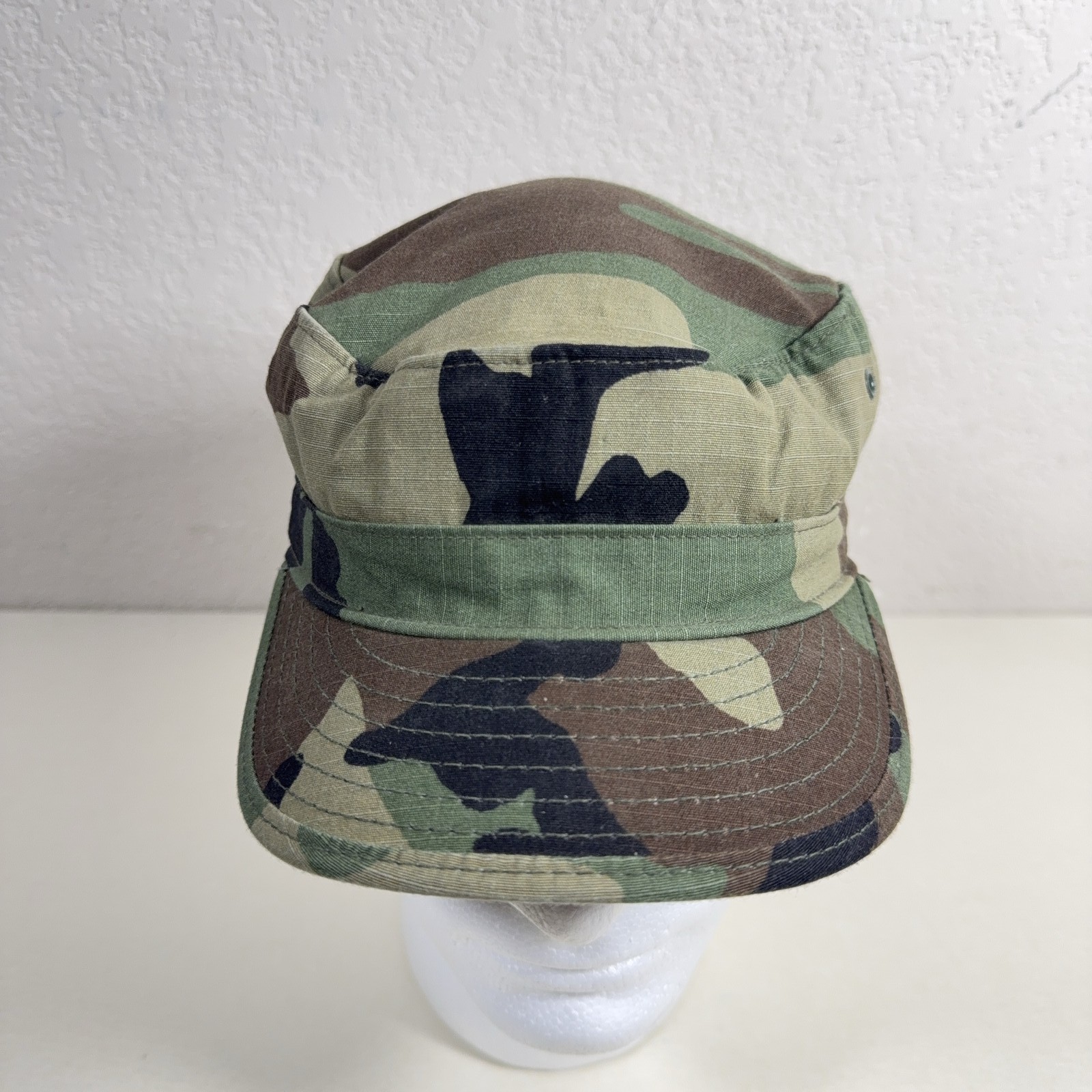 US Military Woodland Camo Hot Weather Patrol Cap Hat Size 7 8415-01-393-6294