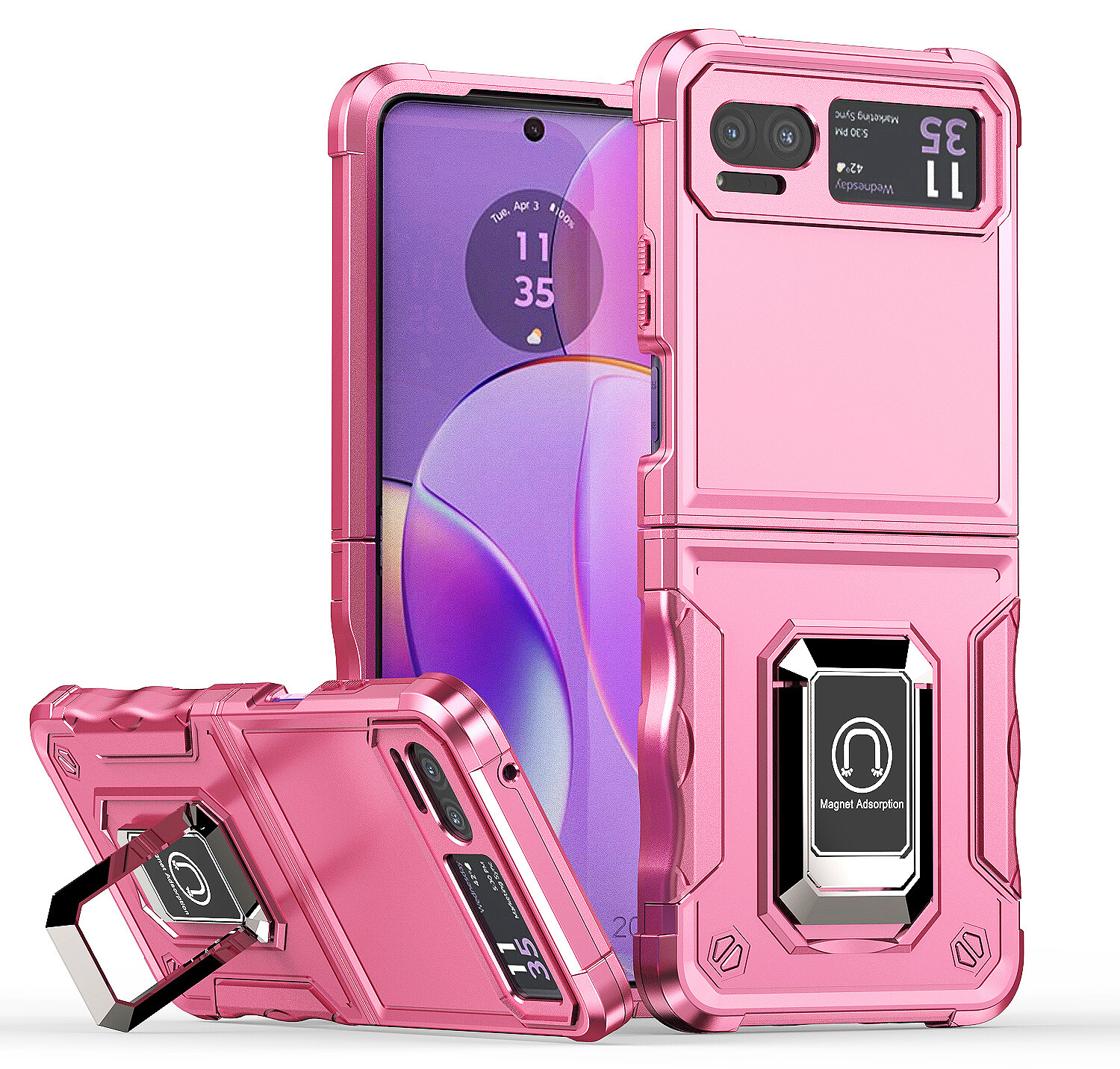 For Motorola Razr (2023) Case Shockproof Ring Kickstand Cover + Screen Protector