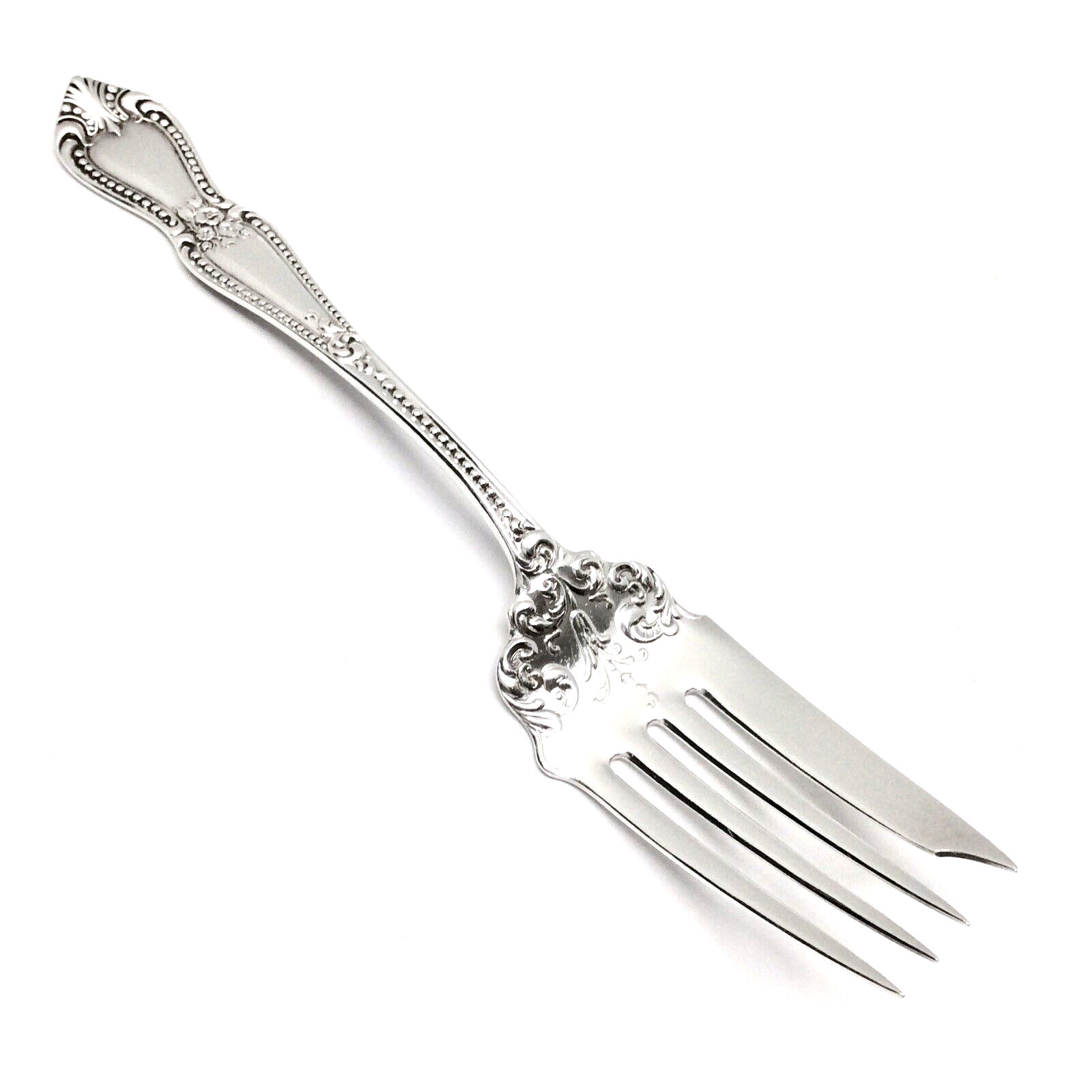 Antique Anchor Rogers AA DUNRAVEN /Beaded 1895 Silverplate Serving Fork Flatware