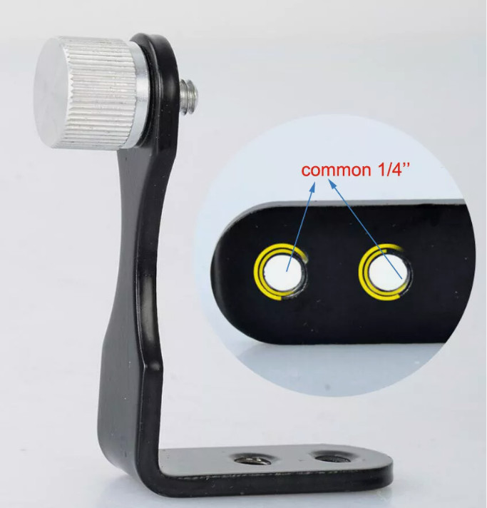 Universal Metal Tripod Adapter Mount Bracket Binoculars L-shape 1/4"-20 Threads