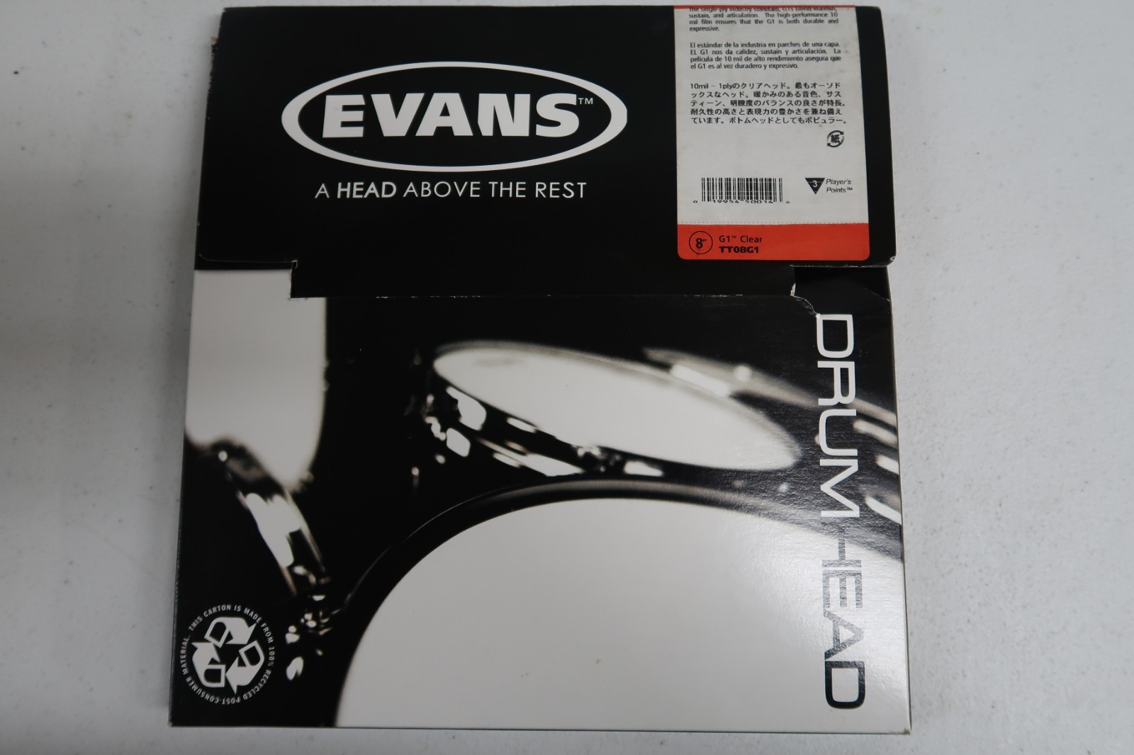 Evans G1 Clear TT08G1 Tom Drum Head, 8 Inch