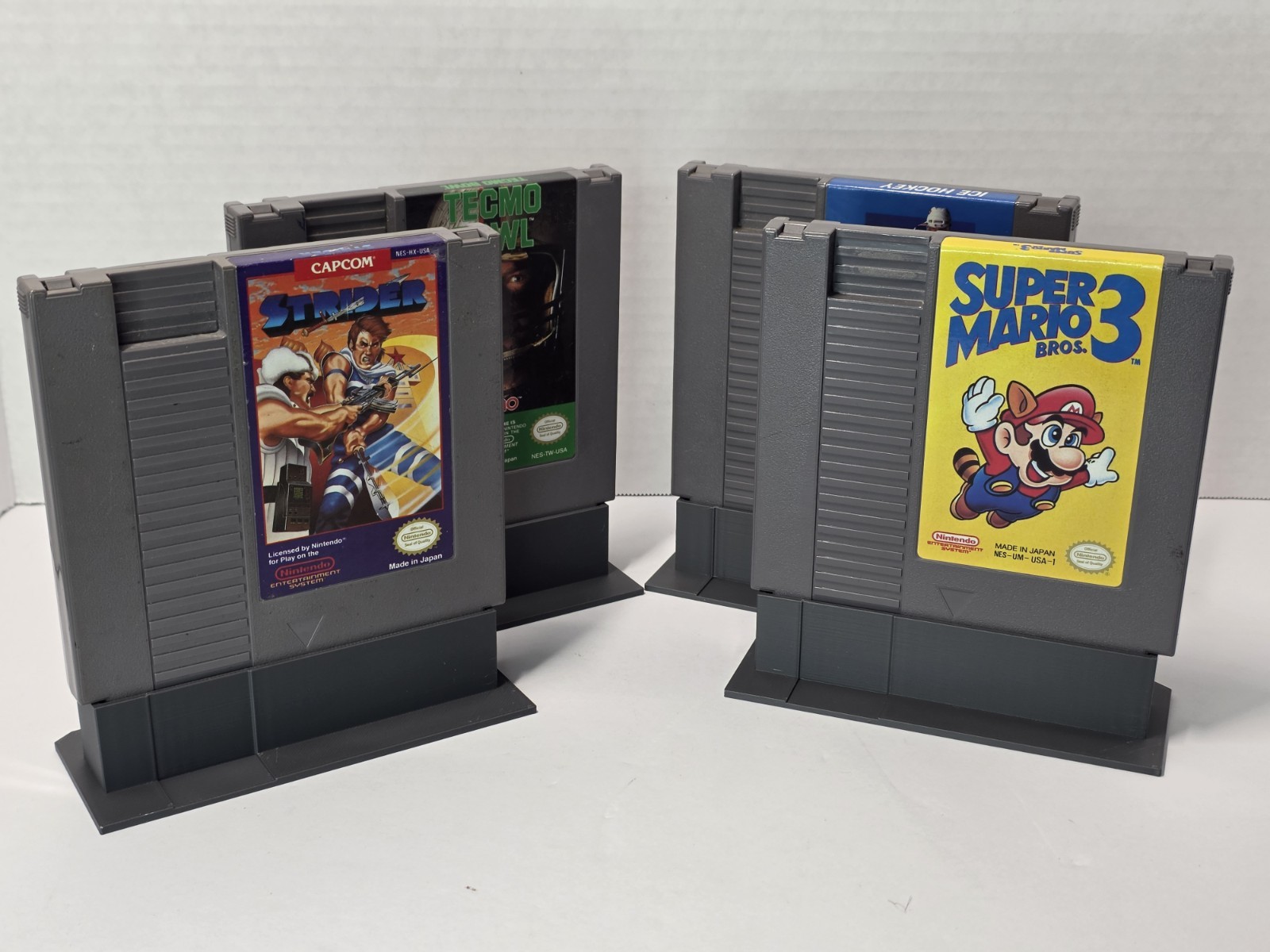 4-Pack NES Game Cartridge Display Stands – 3D Printed for Nintendo NES –...