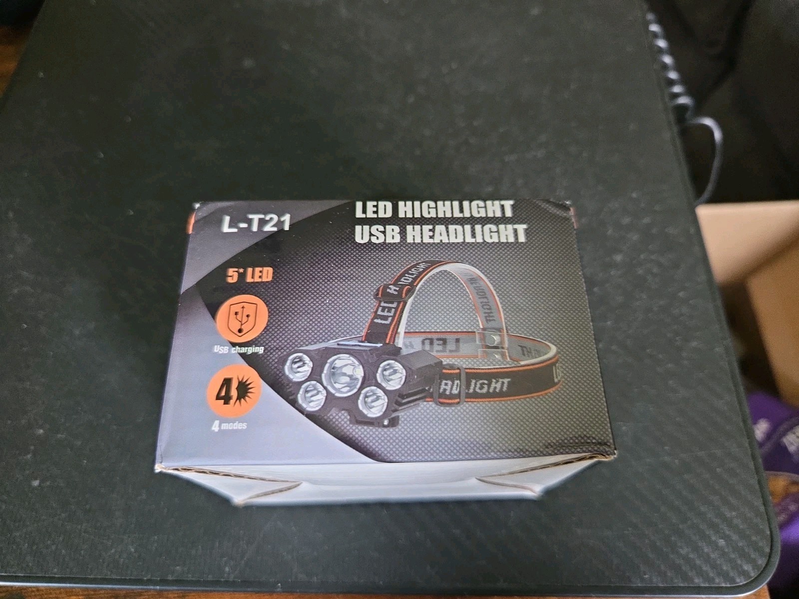 NIB - Super Bright 5 LED Zoom USB Rechargeable Headlight Head Lamp # L-T21