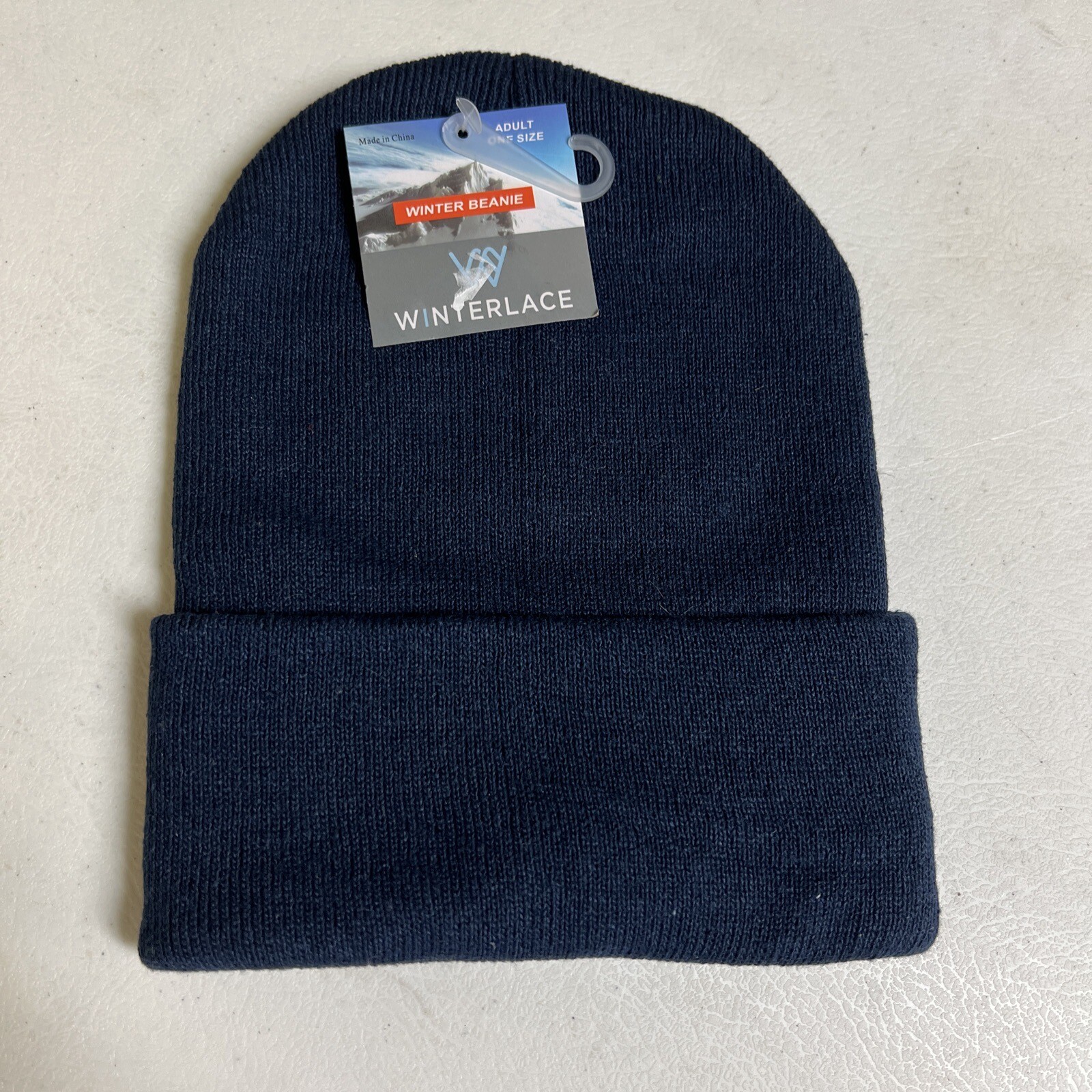 New Interlace Blue Acrylic Adult Size Beanie Winter Hat Ski Board NWT