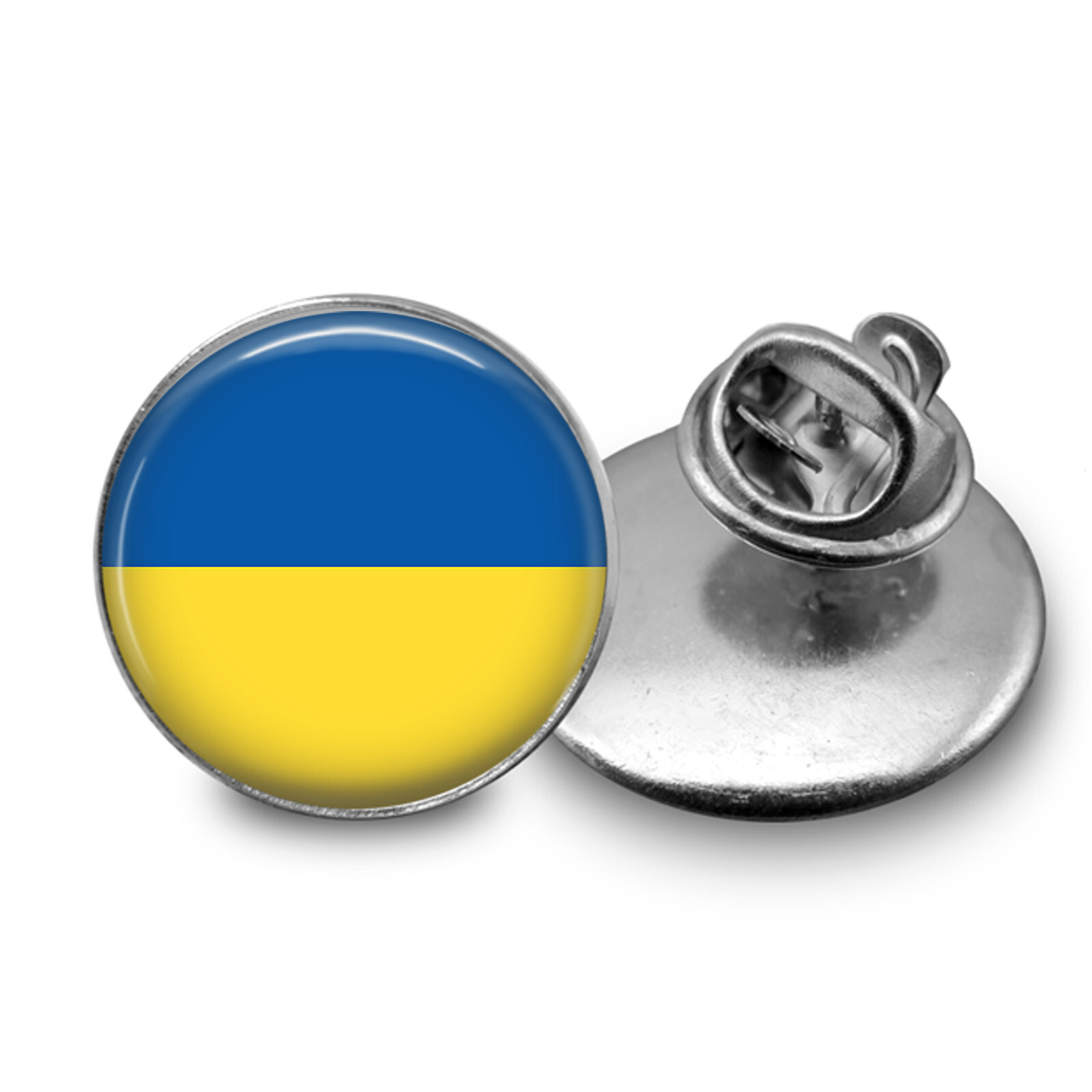 Ukrain Ukrainian Flag Glass Top Lapel Pin Tie Tack Hat Pin Brooch Handmade Gift