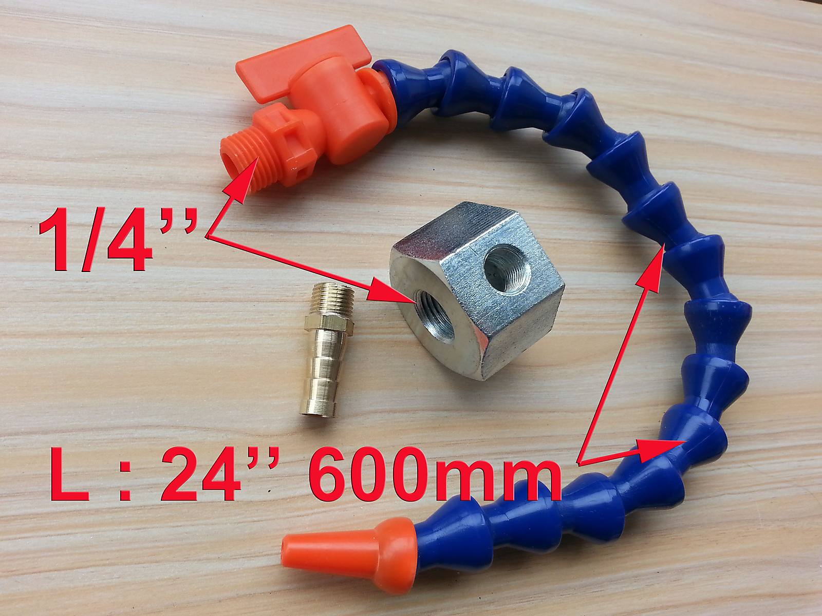 1/4" Single Hole Magnetic Base 24'' 600mm Length Valve Coolant Hose for Milling