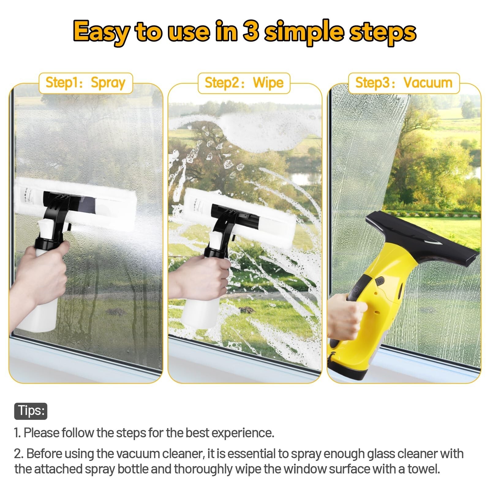 Rechargeable Window Vac, Electric Window Vacuum Squeegee, with 11 in. and 6.7...