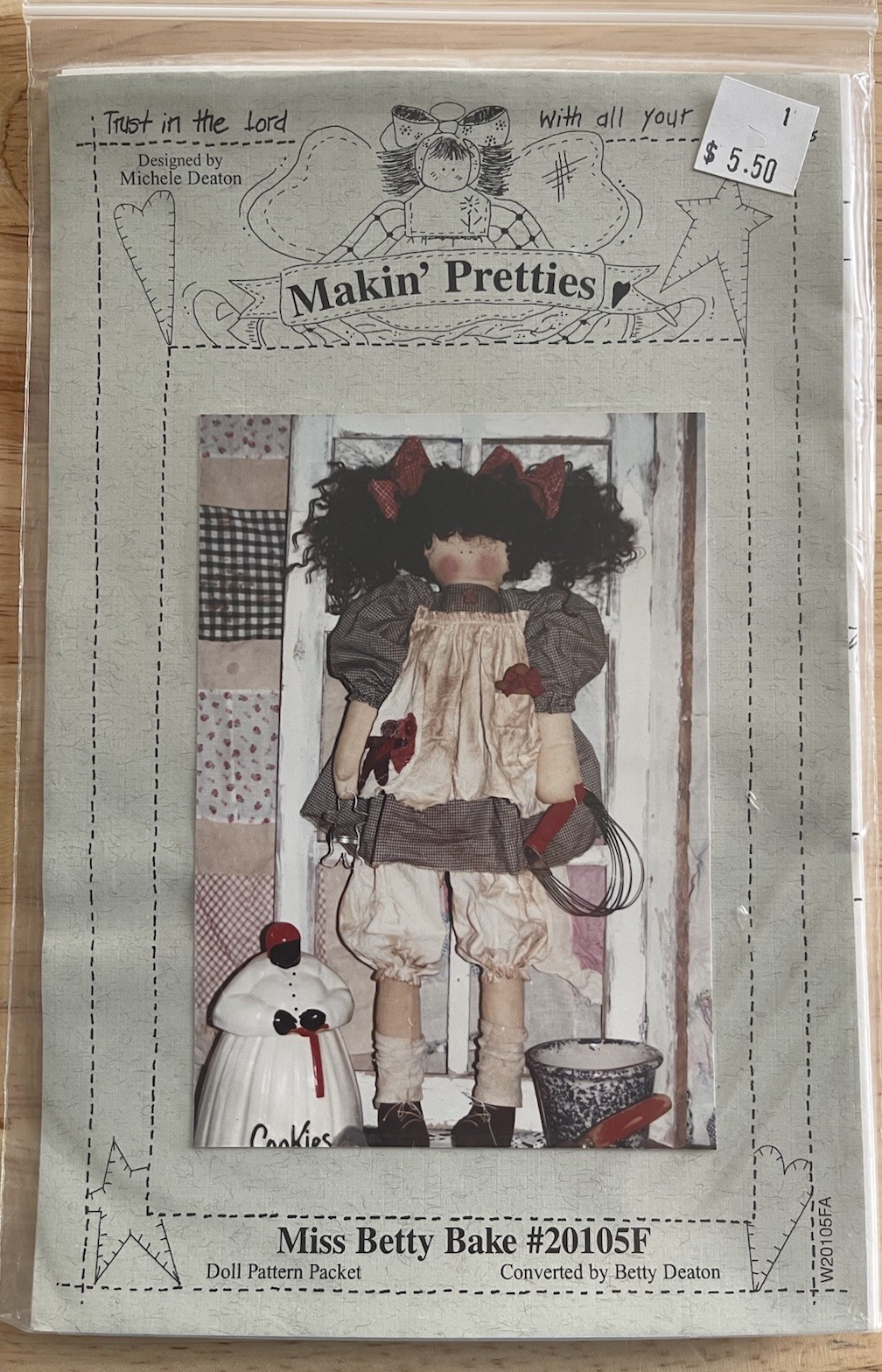 *Makin' Pretties "MISS BETTY BAKE" Doll Pattern #20105F Sewing Crafting