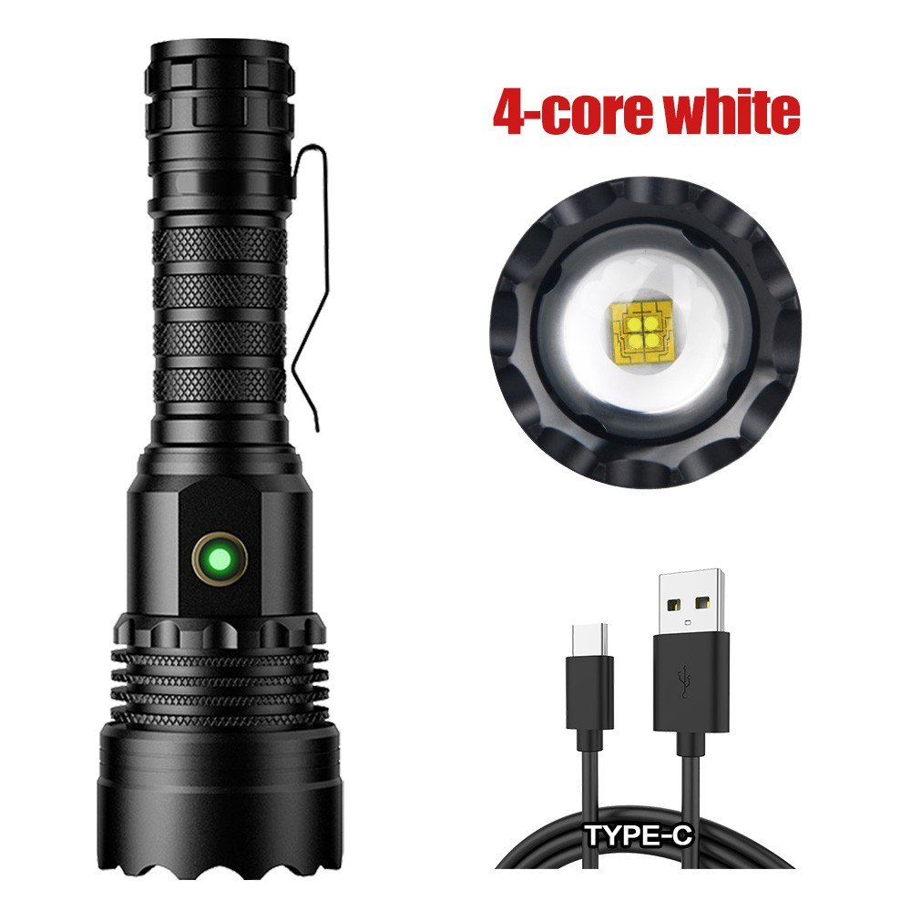 50000LM LEP Flashlight White Laser Work Light Torch USB Type-C Charging Zoomable