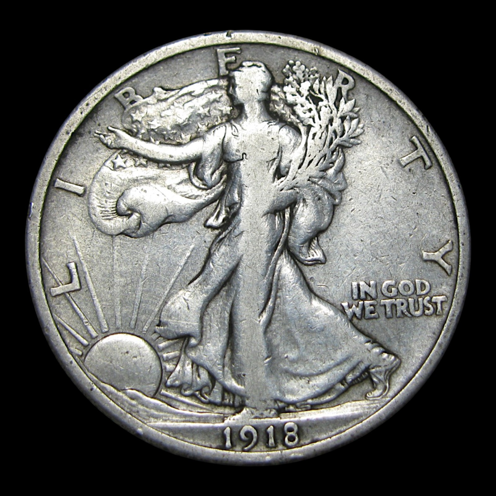 1918-S Walking Liberty Half Dollar Silver ----  Nice Details Coin ---- #KK471