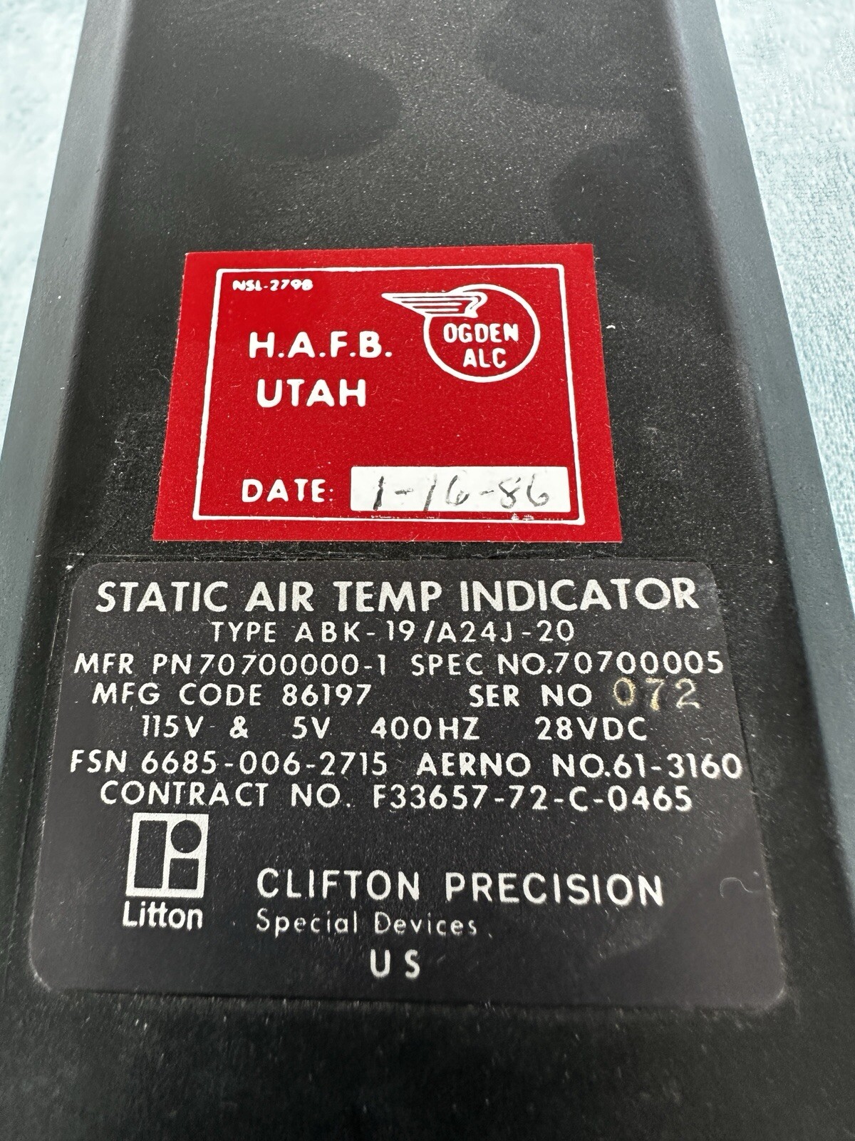 Clifton Static Air Temperature Indiciator Type ABK-19/A24J-20