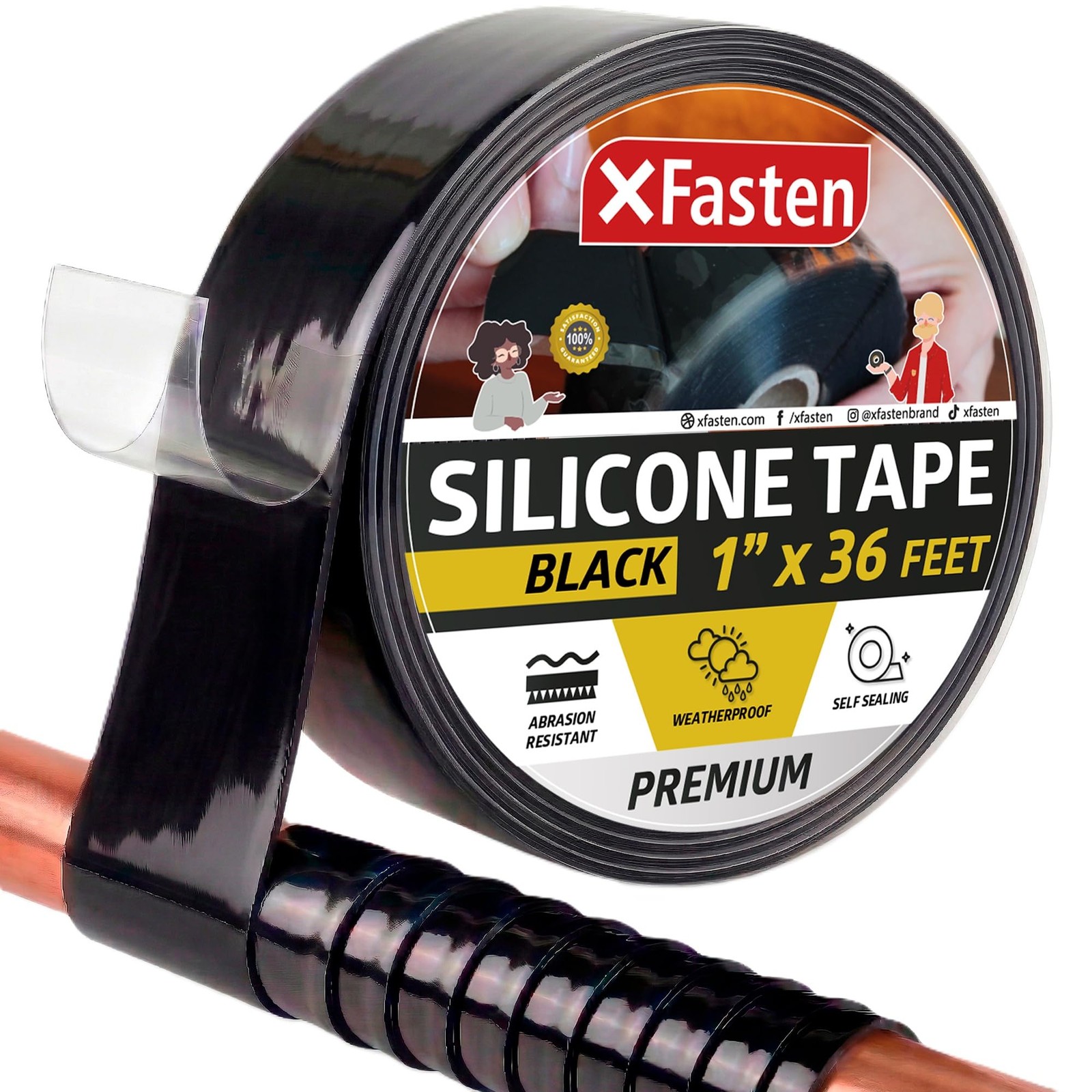 Self Fusing Silicone Tape Waterproof â€“ 1" x 36 Feet Black, Self Amalgamating