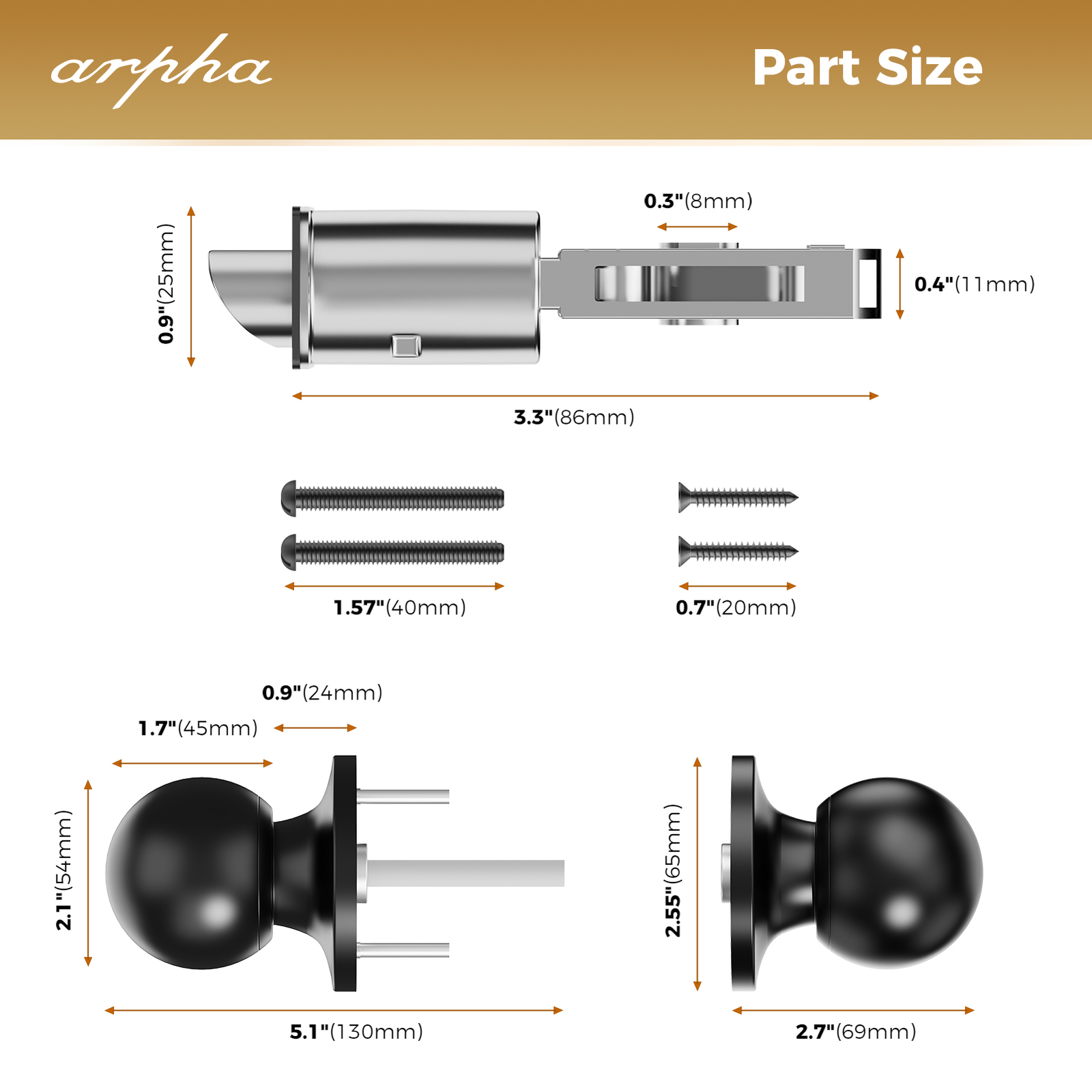 ARPHA Keyless Palm Recognition Smart Door Lock Digital Keypad Deadbolt+Knobs APP