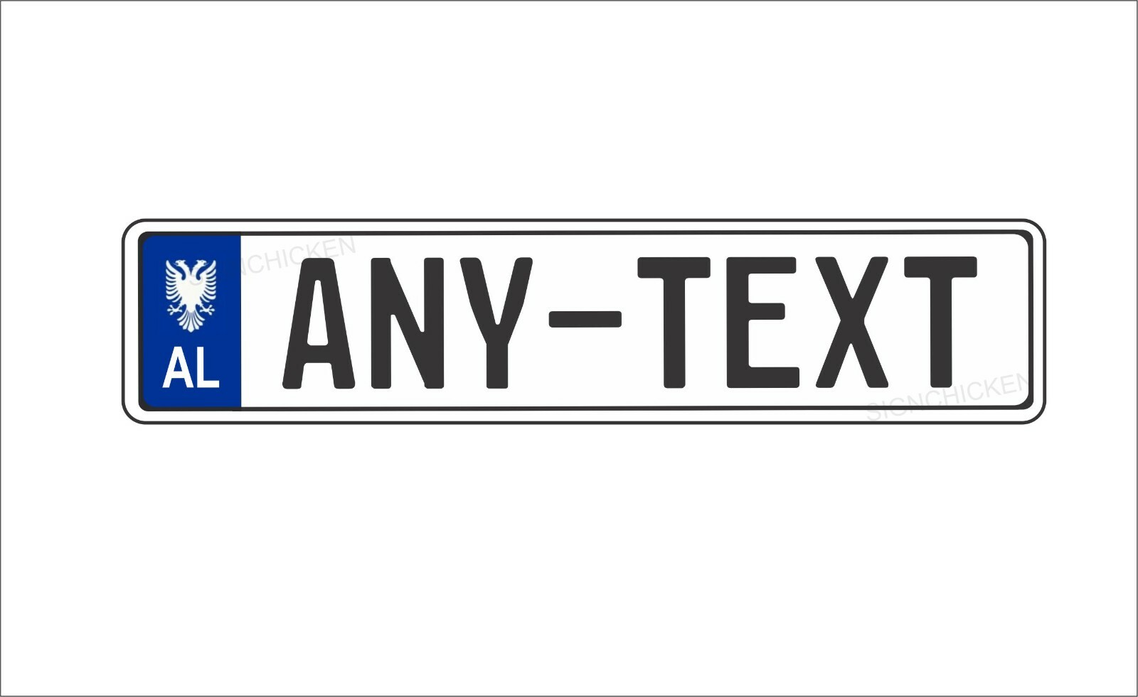 ALBANIA, ALBANIAN, EURO TAG BMW European license plate, ANY TEXT,