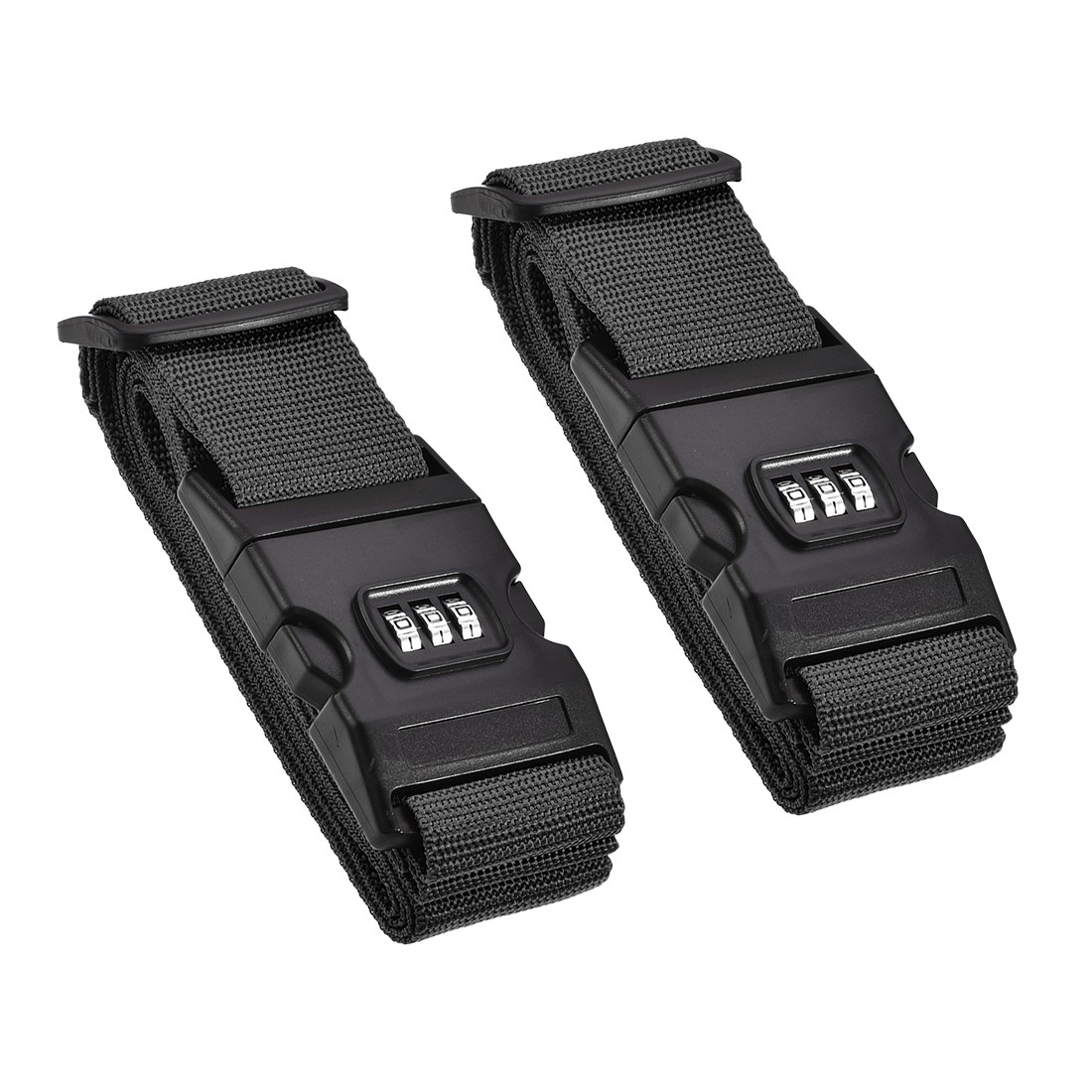 Luggage Straps Suitcase Belts Combination Lock 2Mx5cm Adjustable Black,2Pcs