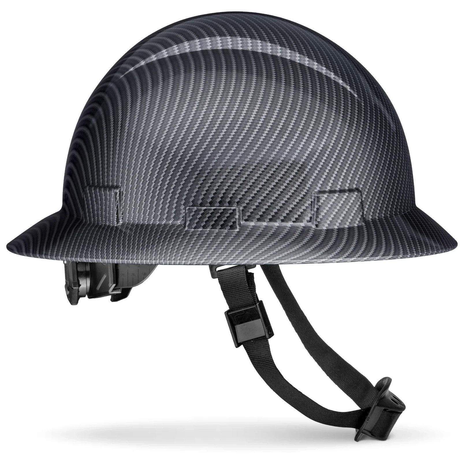 Full Brim Hard Hat, Padded, Black Carbon Fiber, OSHA Type 1 Class E - Non-Vented