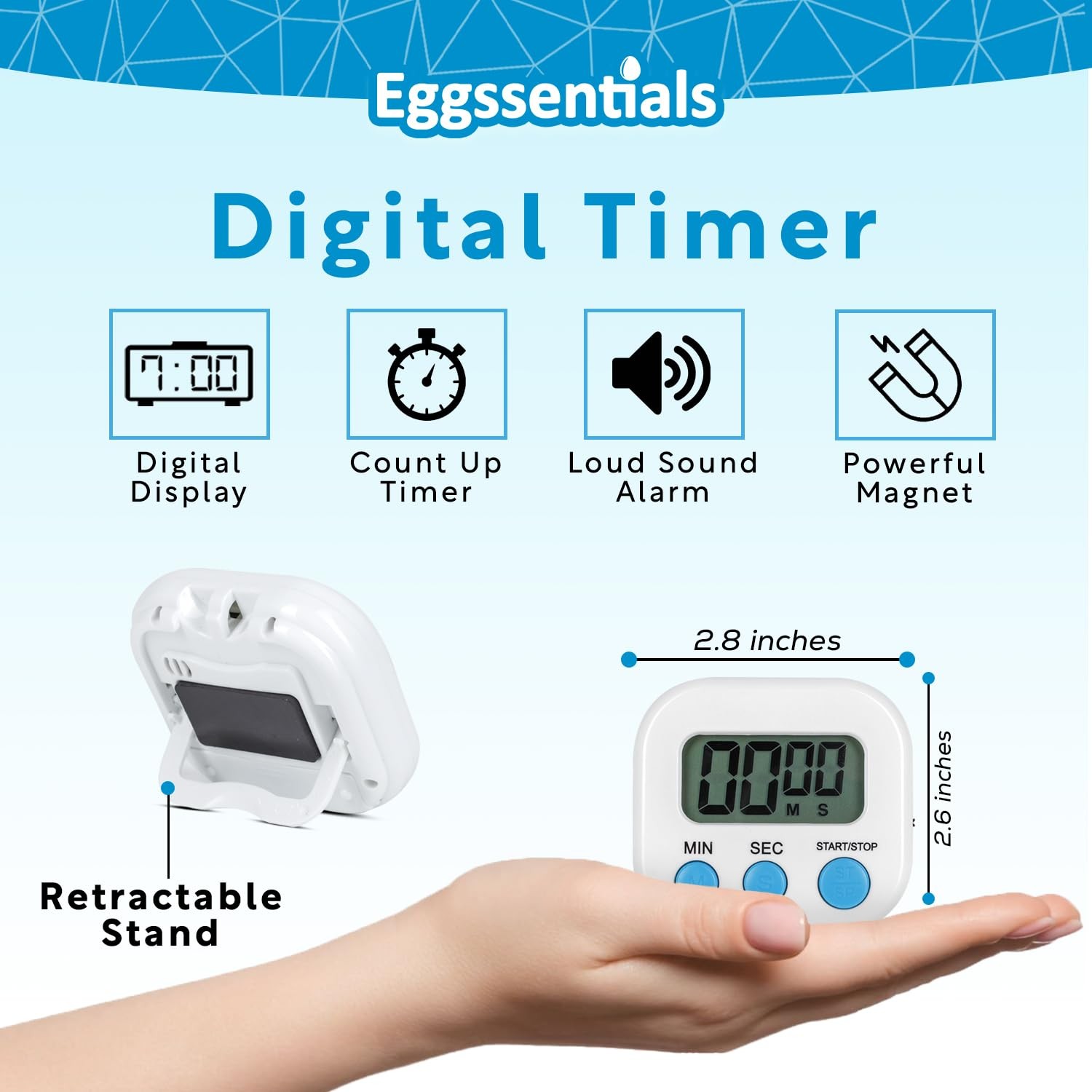 Digital Kitchen Timer Cooking Baking Loud Alarm Big LCD Numbers Backlight Countd
