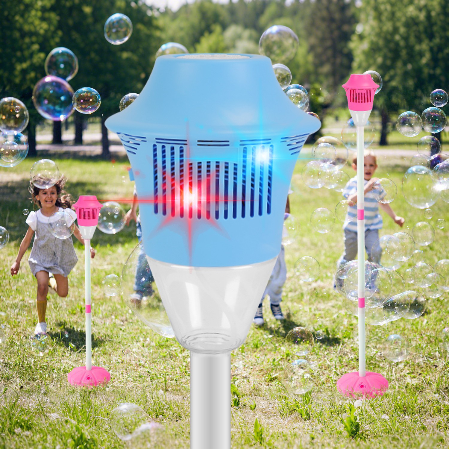 1/2Pack Standing Bubble Machines with Colorful Lights & Music Kids Bubble Maker
